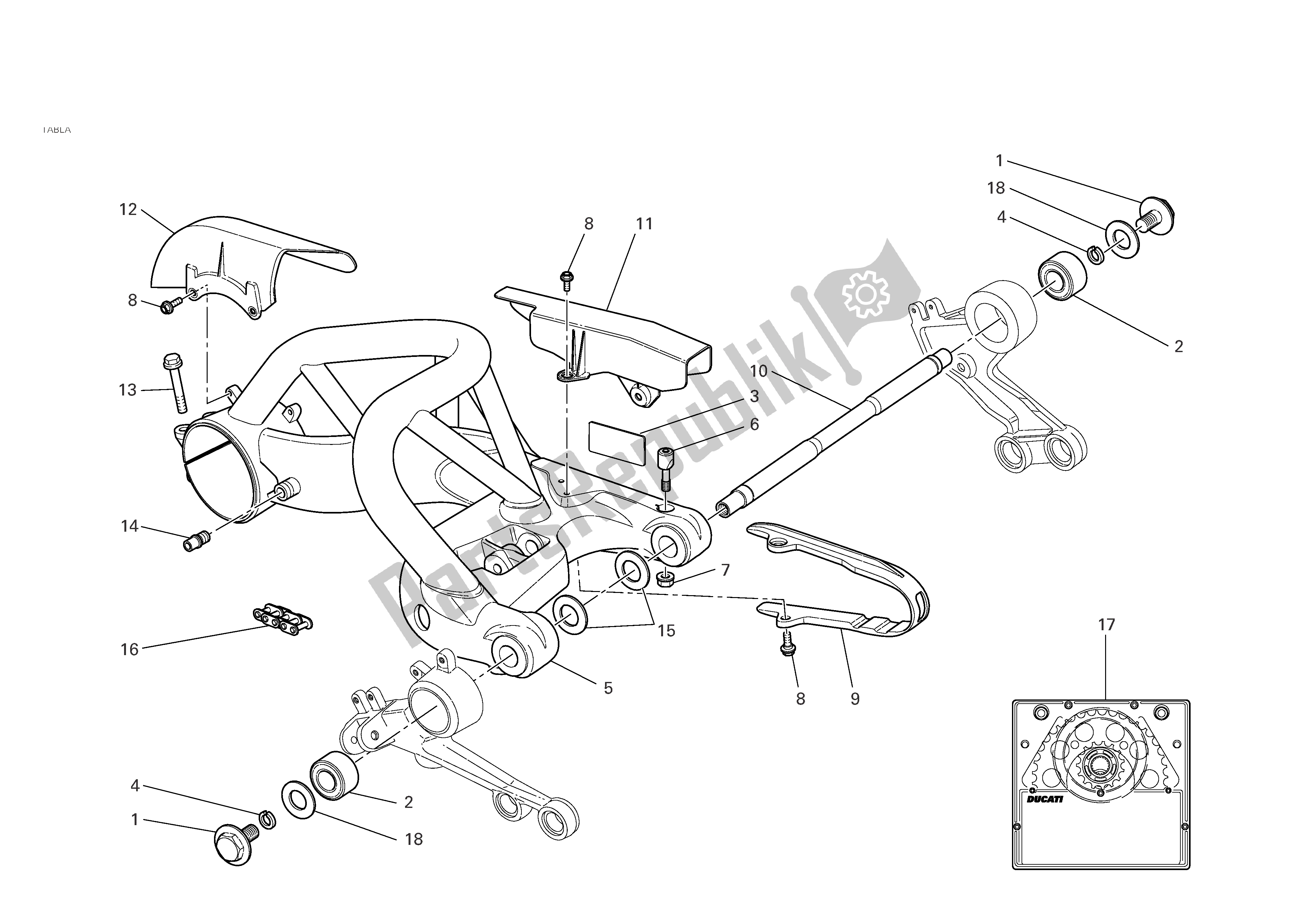 Todas las partes para Basculante Y Cadena de Ducati Monster S4R 996 2004