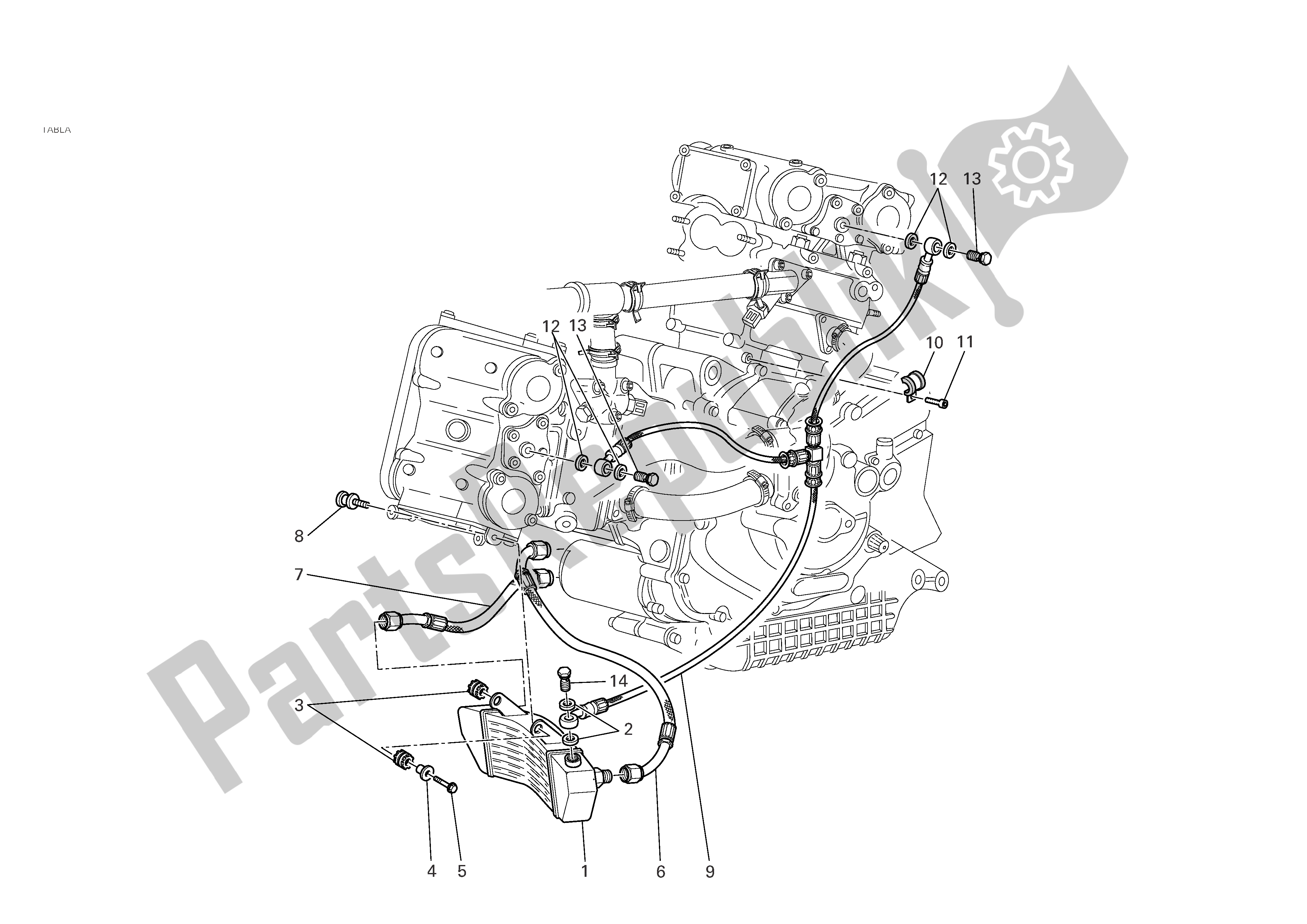 Alle onderdelen voor de Olie Koeler van de Ducati Monster S4R 996 2004