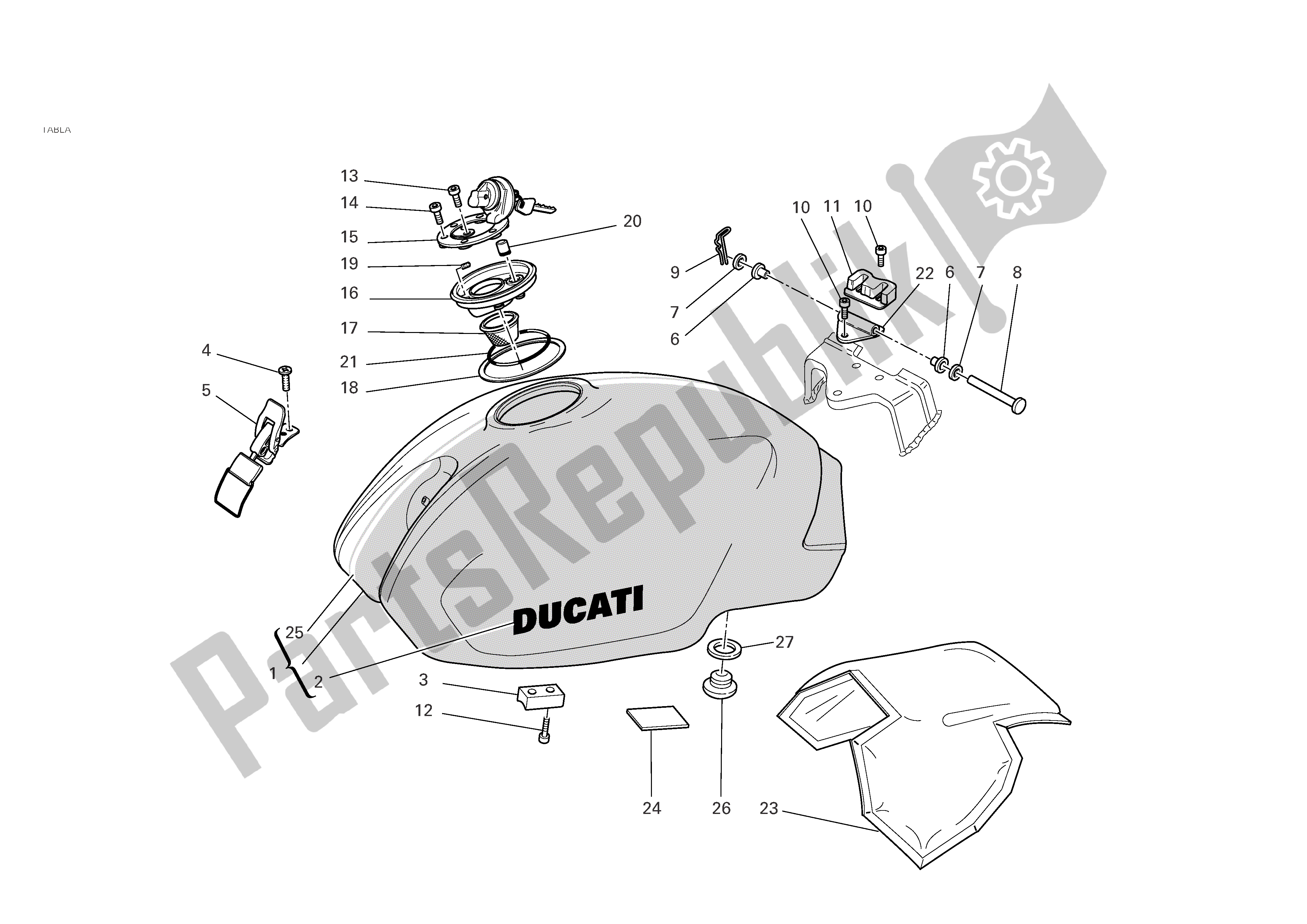 Alle onderdelen voor de Benzinetank van de Ducati Monster S4R 996 2004