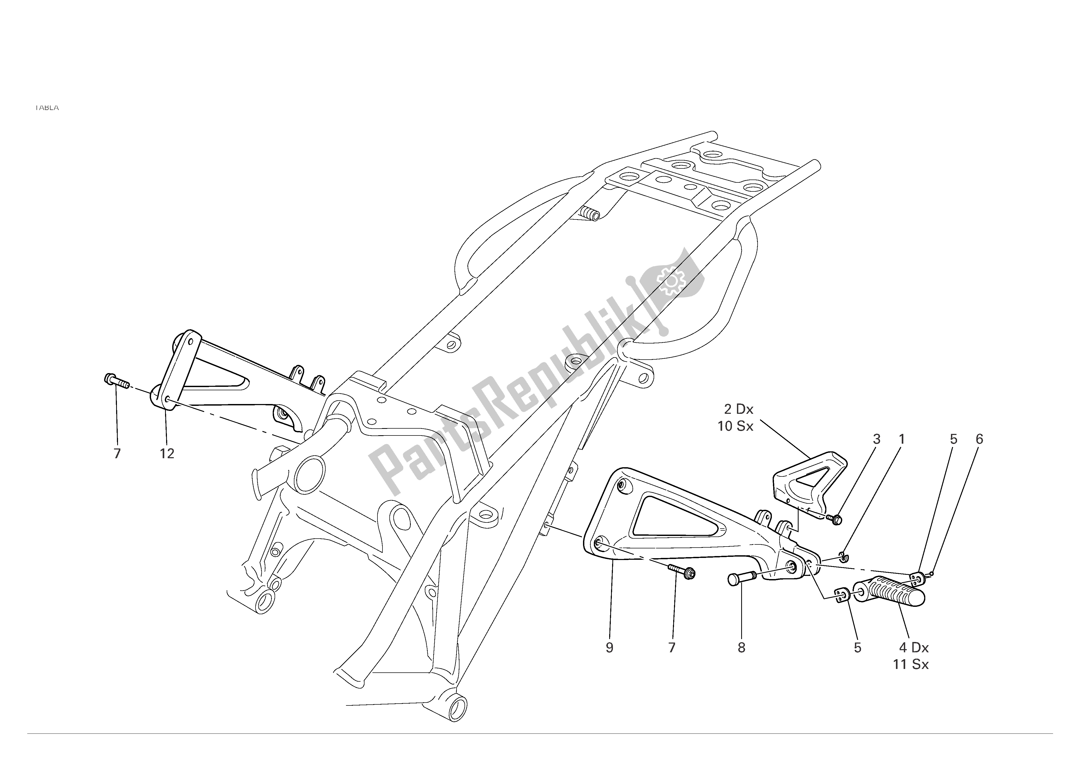 Tutte le parti per il Poggiapiedi Posteriori del Ducati Monster S4R 996 2005