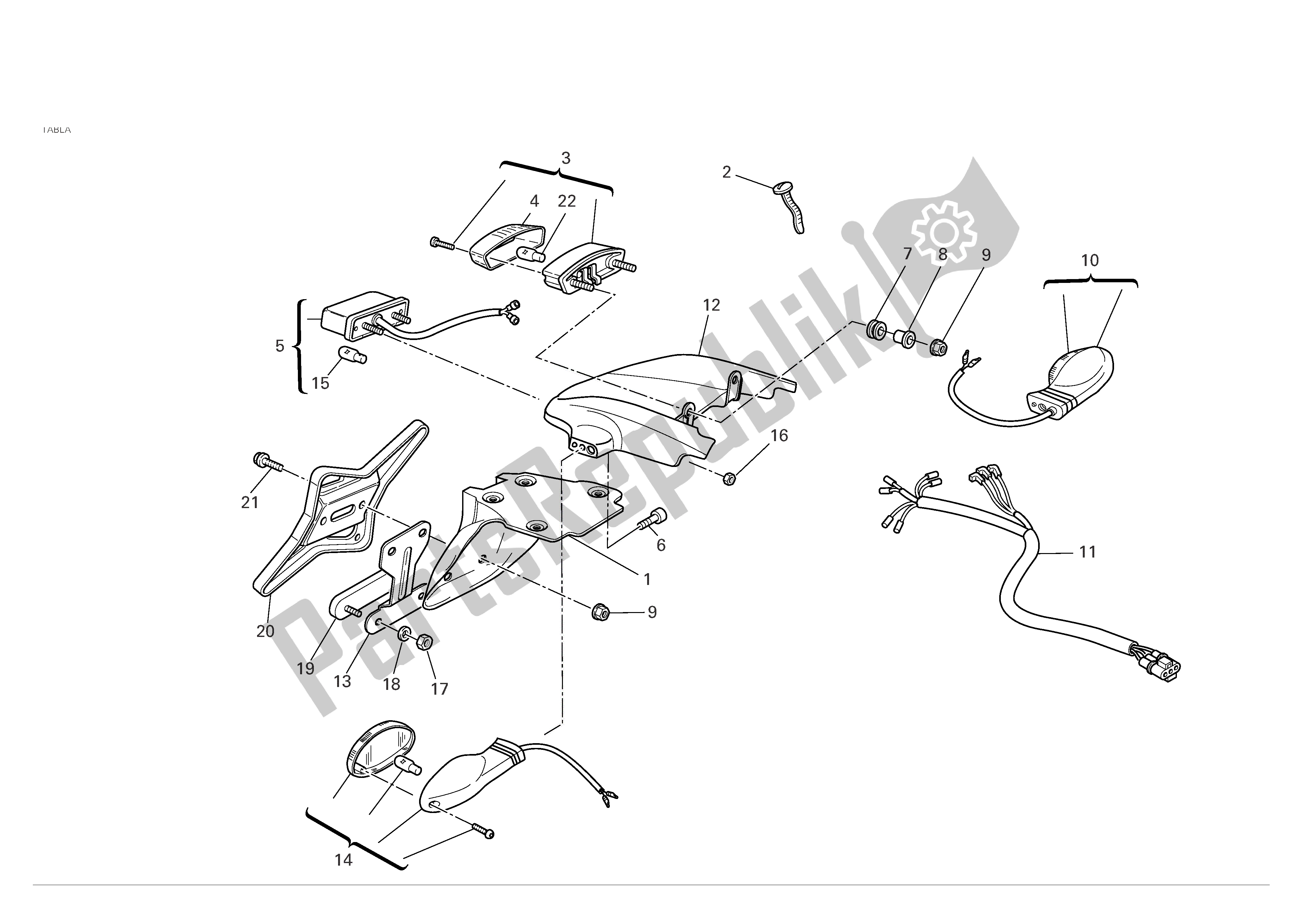 Todas las partes para Soporte De Placa - Luz Trasera de Ducati Monster S4R 996 2005