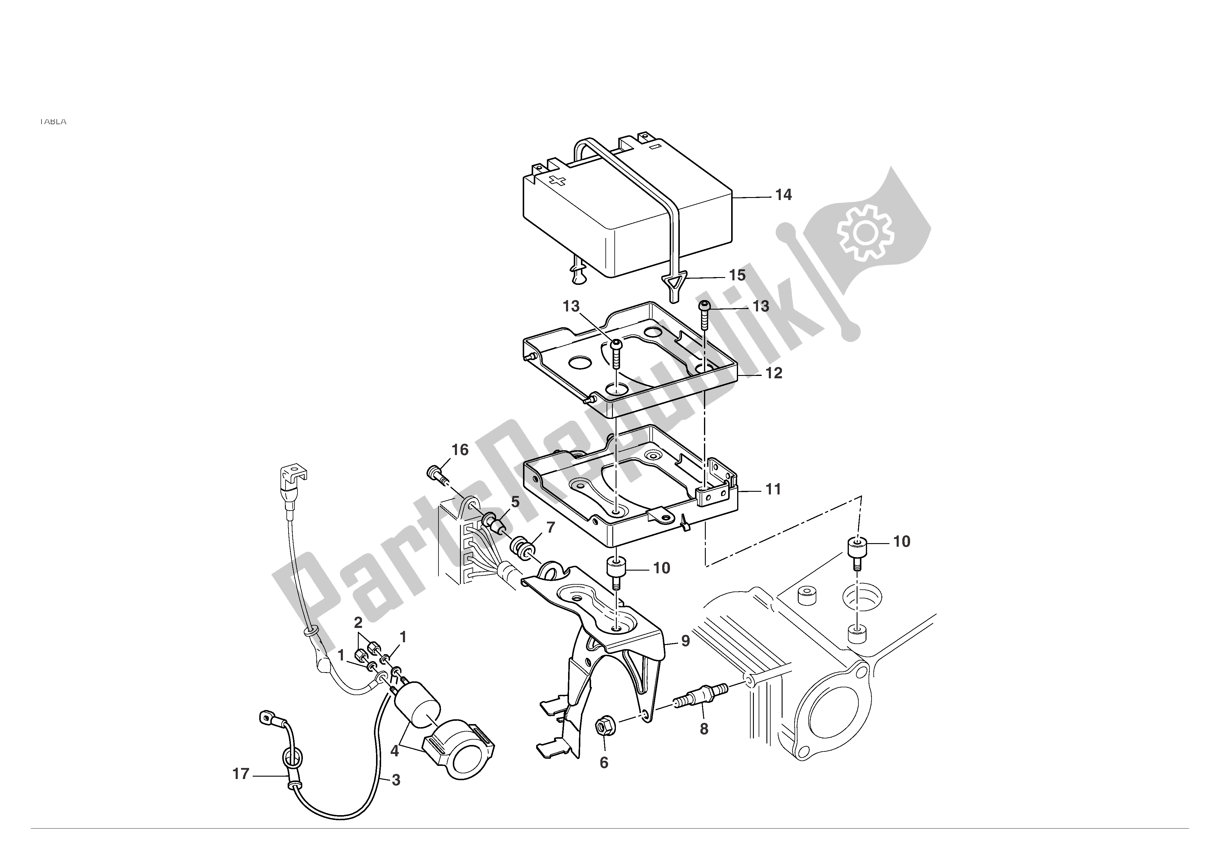 Tutte le parti per il Montaggio Scatola Batteria del Ducati Monster S4R 996 2005