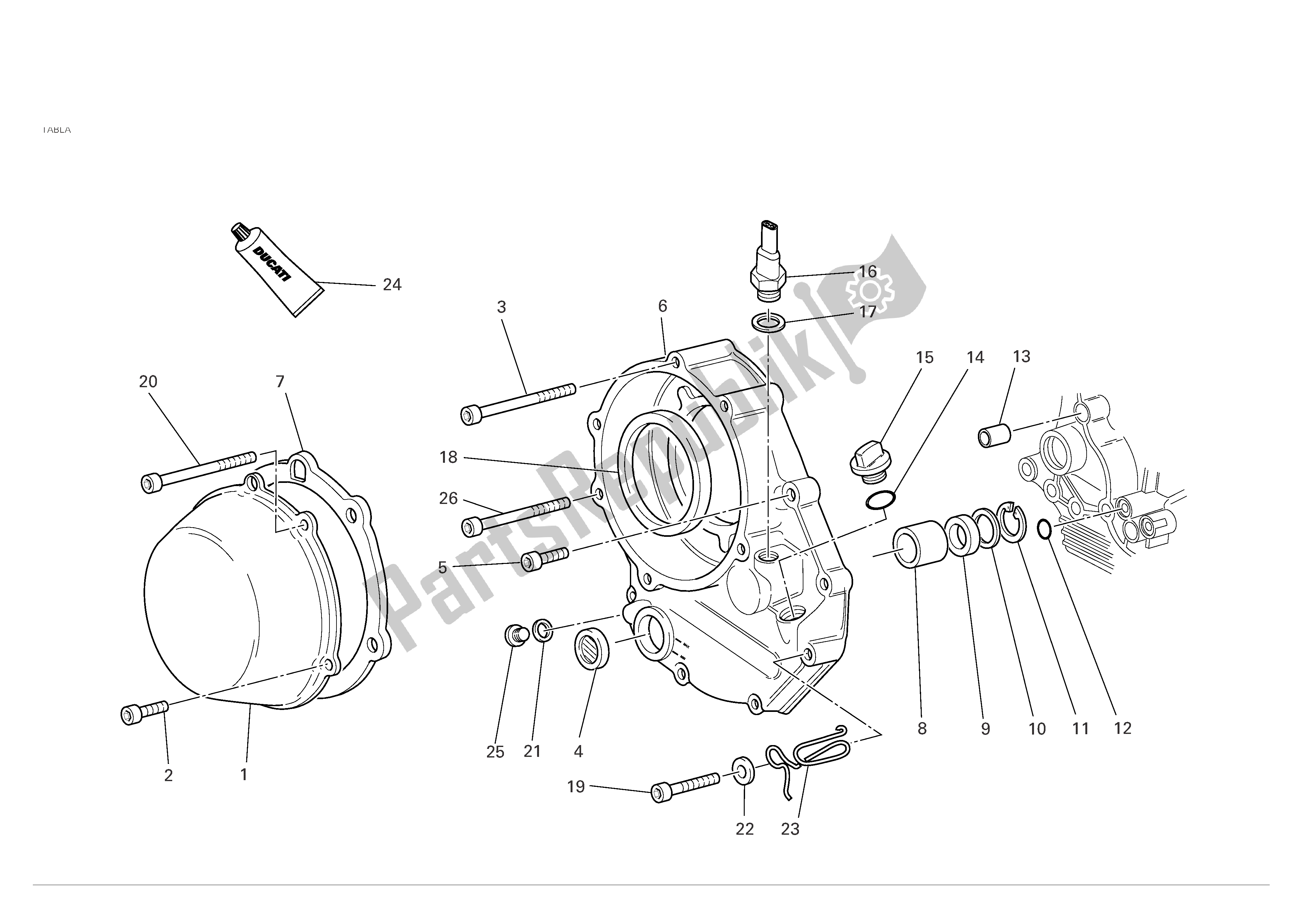 Tutte le parti per il Coperchio Frizione del Ducati Monster S4R 996 2005