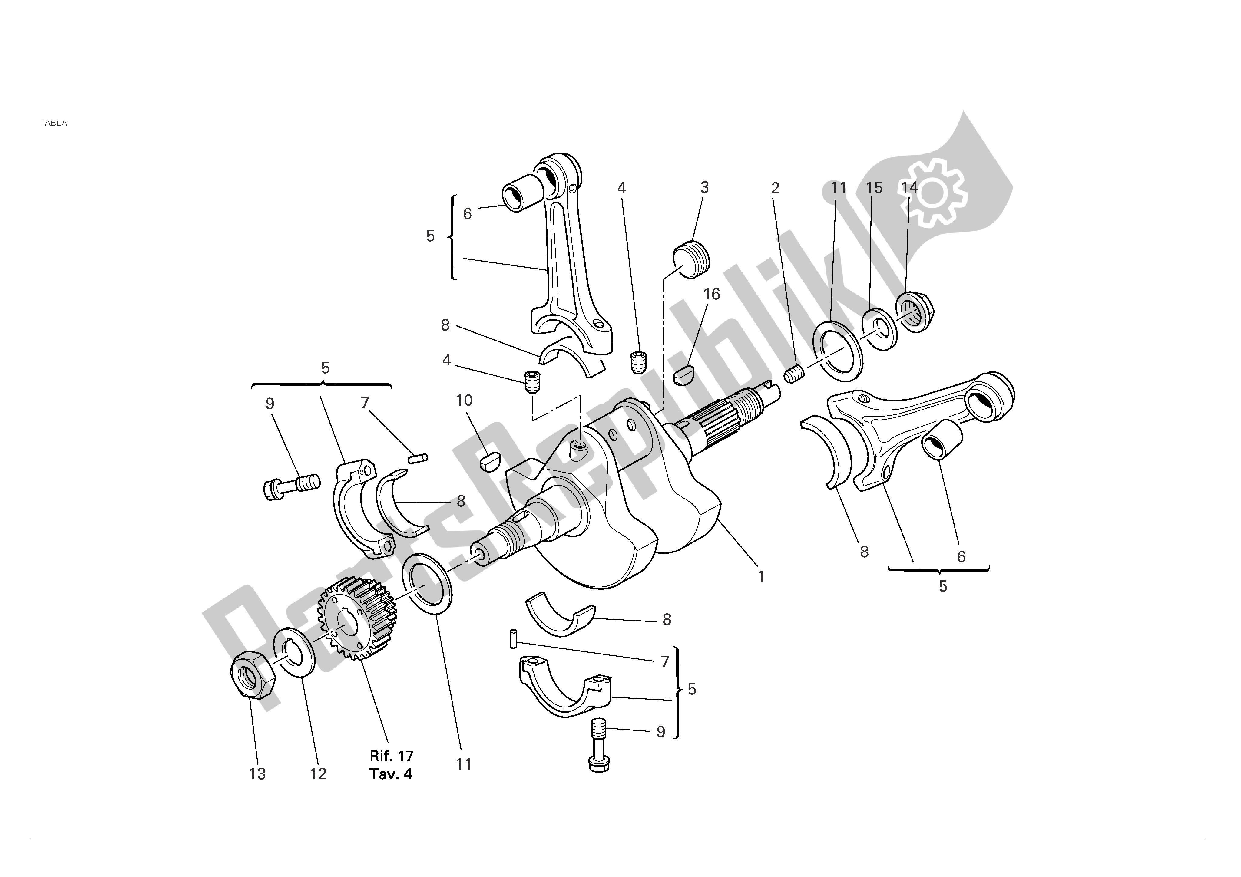 Alle onderdelen voor de Krukas van de Ducati Monster S4R 996 2005