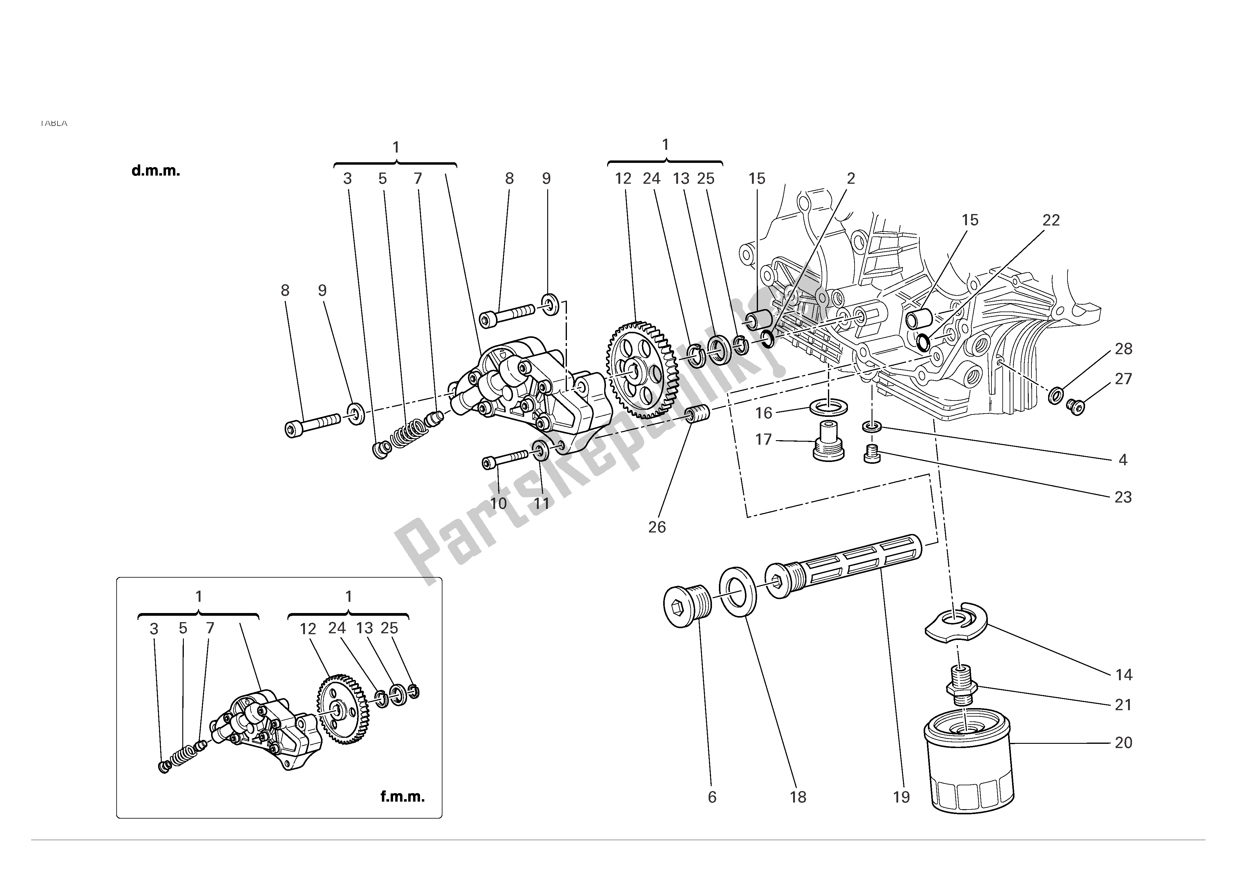 Todas las partes para Filtros Y Bomba De Aceite de Ducati Monster S4R 996 2005