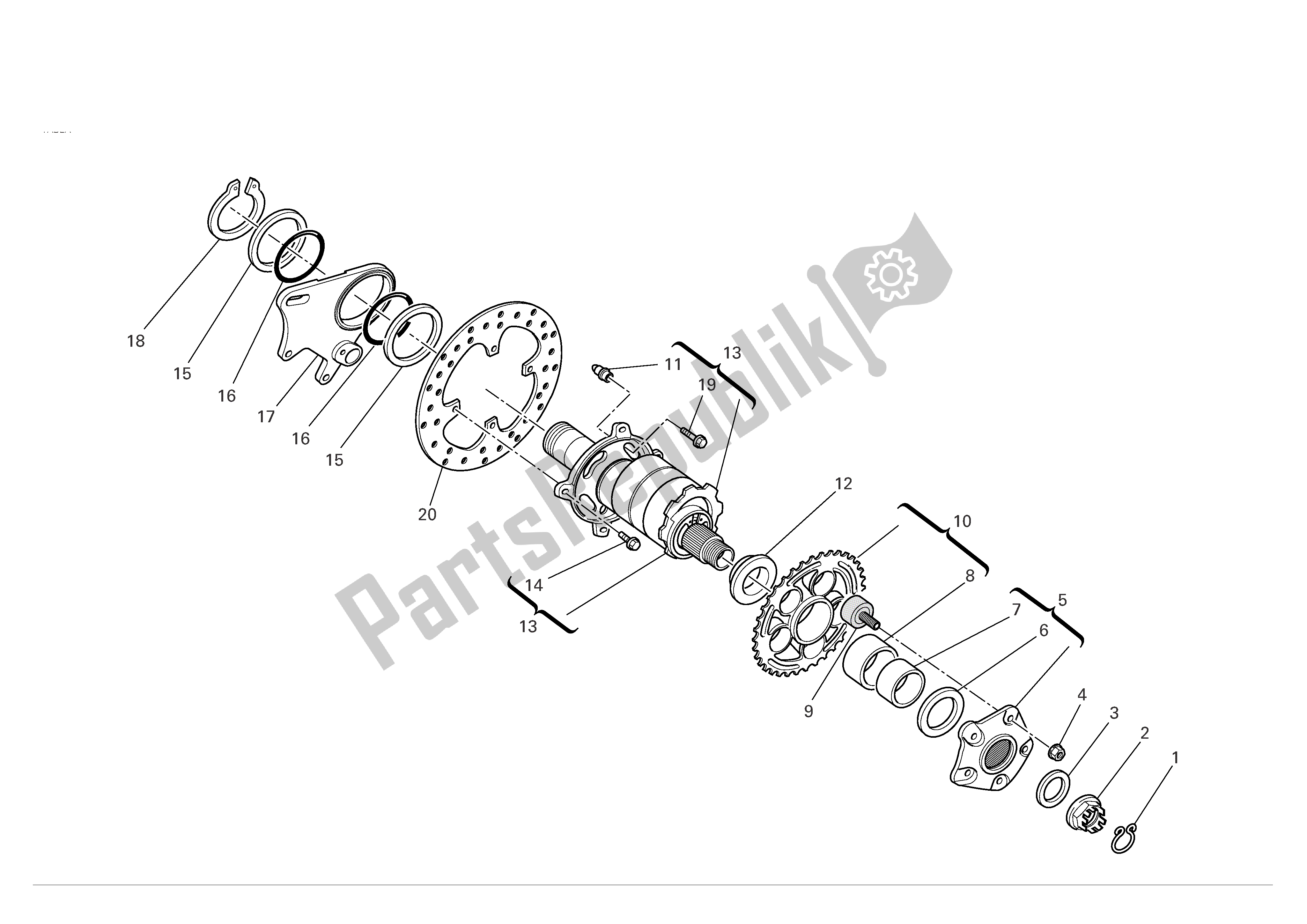 Alle onderdelen voor de Achterwielas van de Ducati Monster S4R 1000 2007