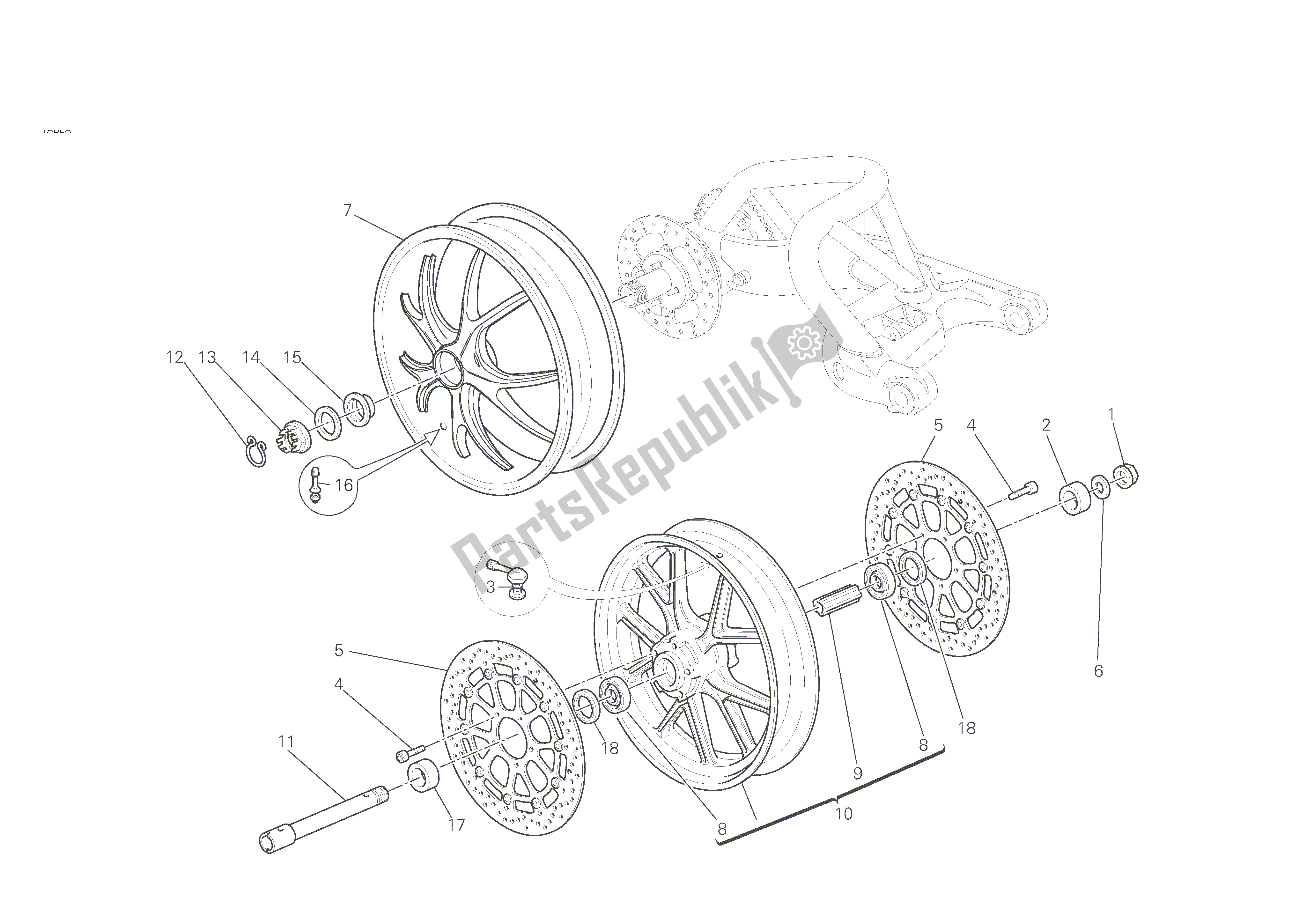 Todas las partes para Ruedas Delanteras Y Traseras de Ducati Monster S4 RS 1000 2007