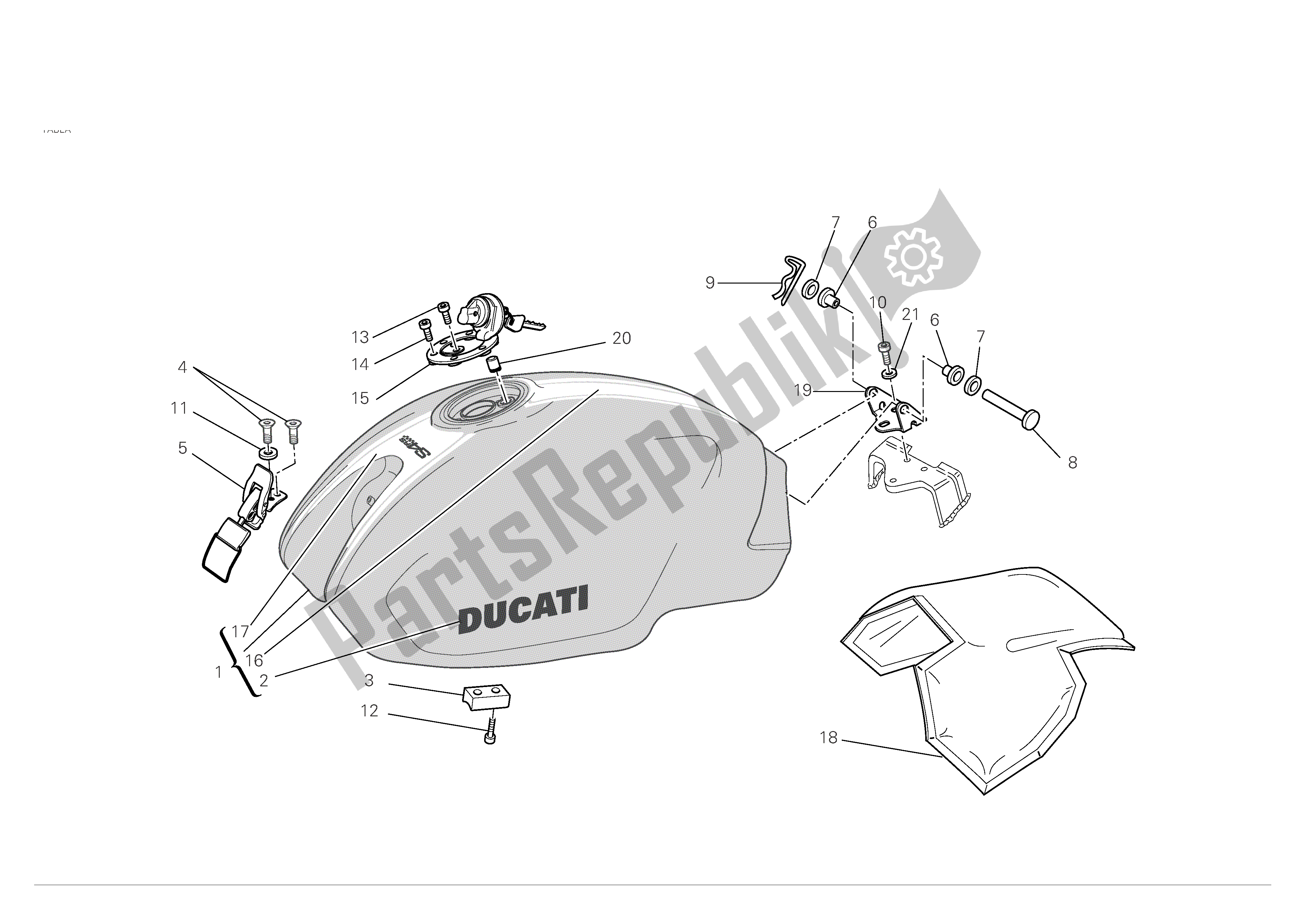 Alle onderdelen voor de Benzinetank van de Ducati Monster S4 RS 1000 2007