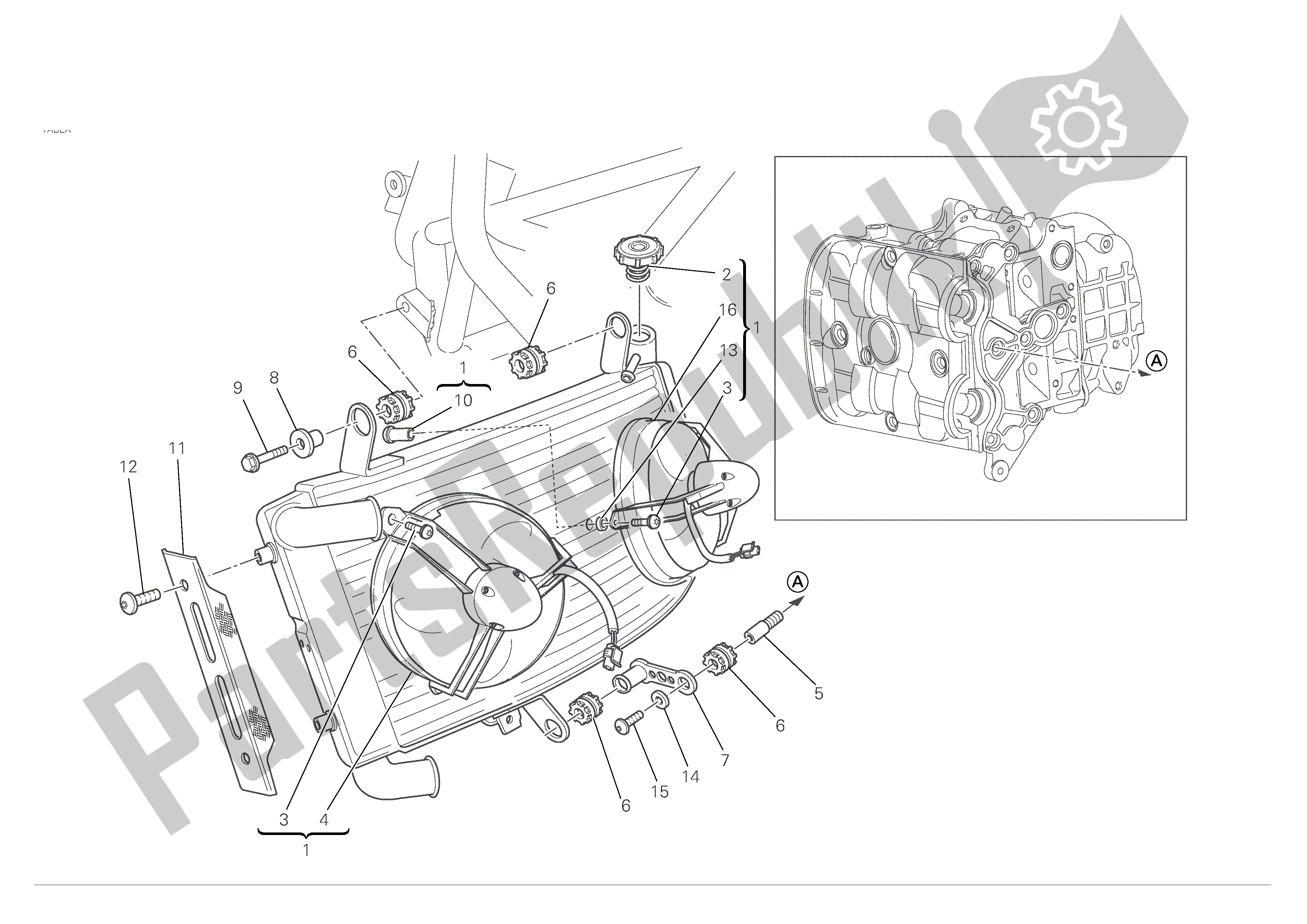 Tutte le parti per il Termosifone del Ducati Monster S4 RS 1000 2007