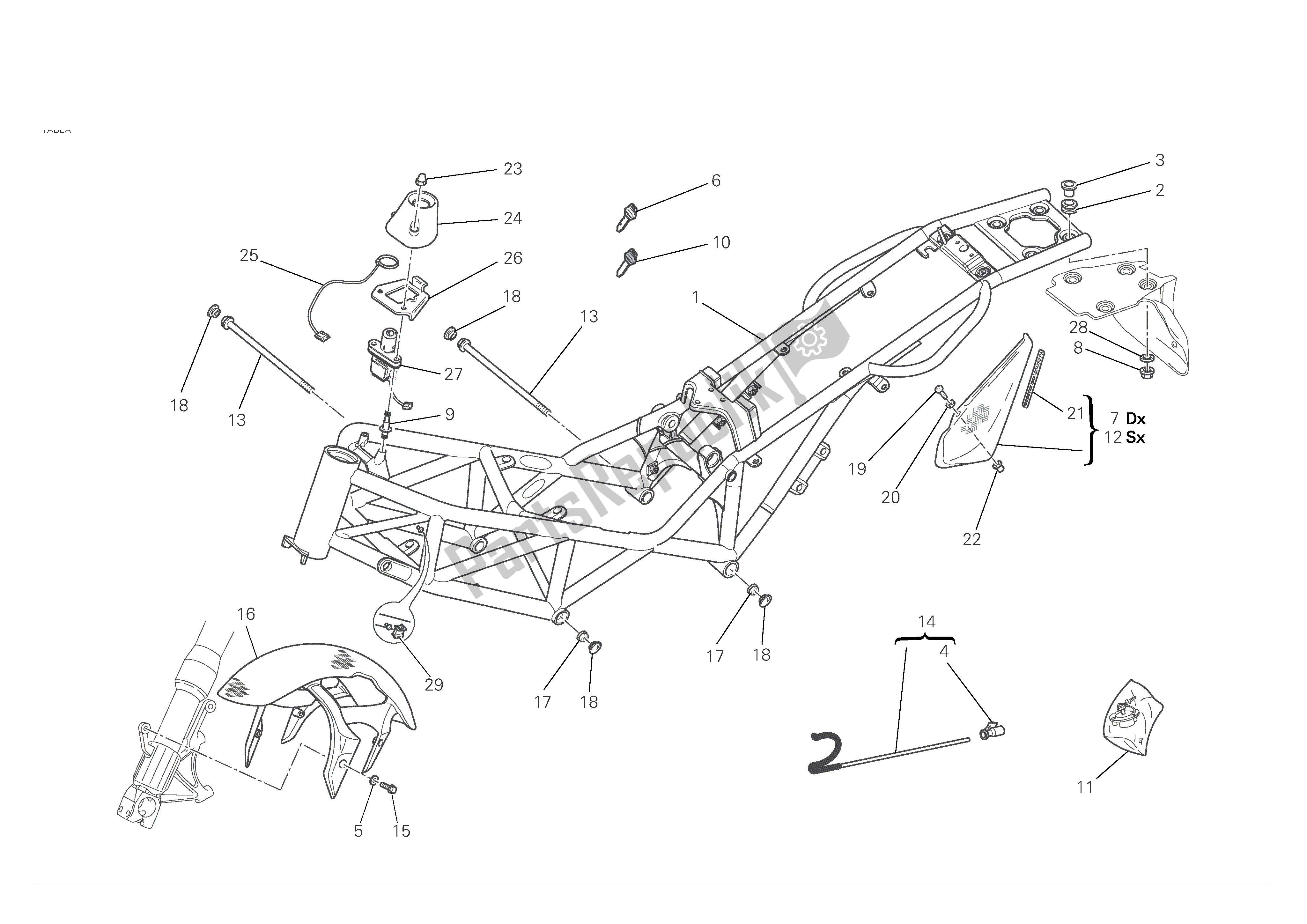 Tutte le parti per il Telaio del Ducati Monster S4 RS 1000 2007