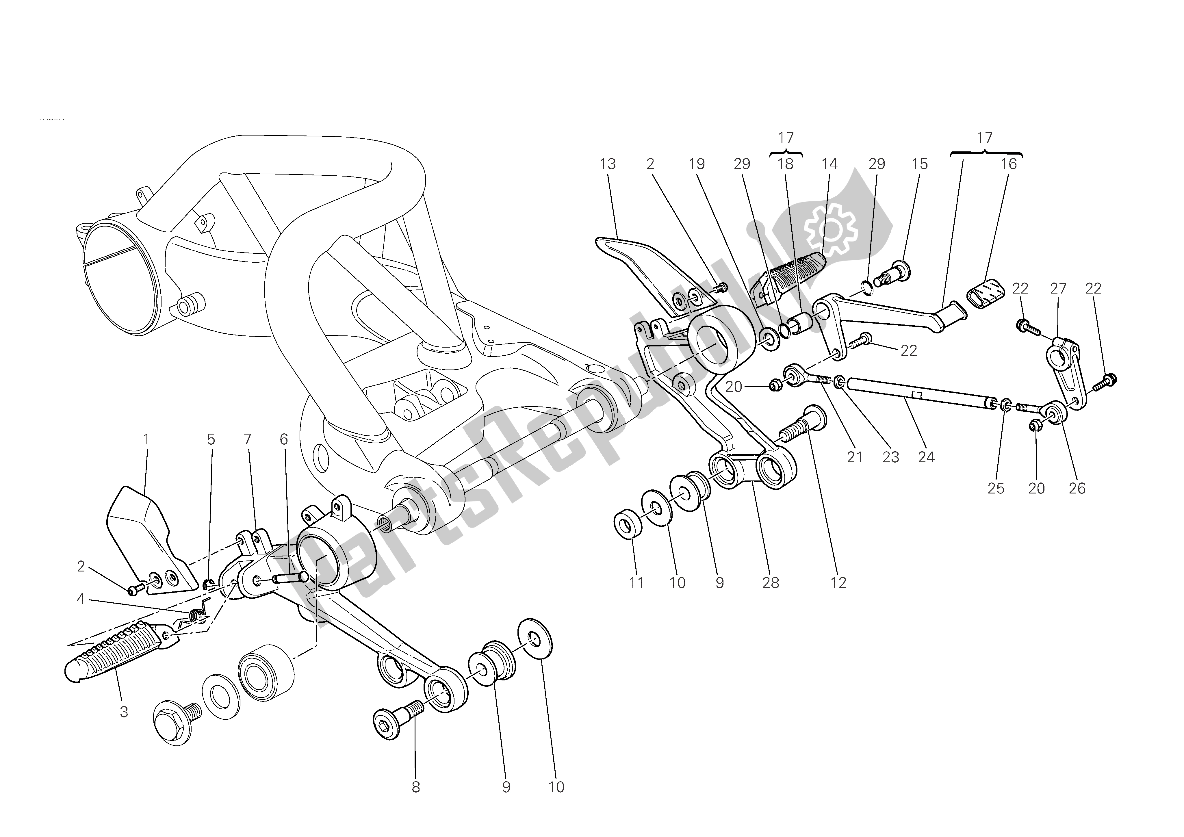 Tutte le parti per il Leva Cambio - Poggiapiedi del Ducati Monster S4 RS 1000 2008