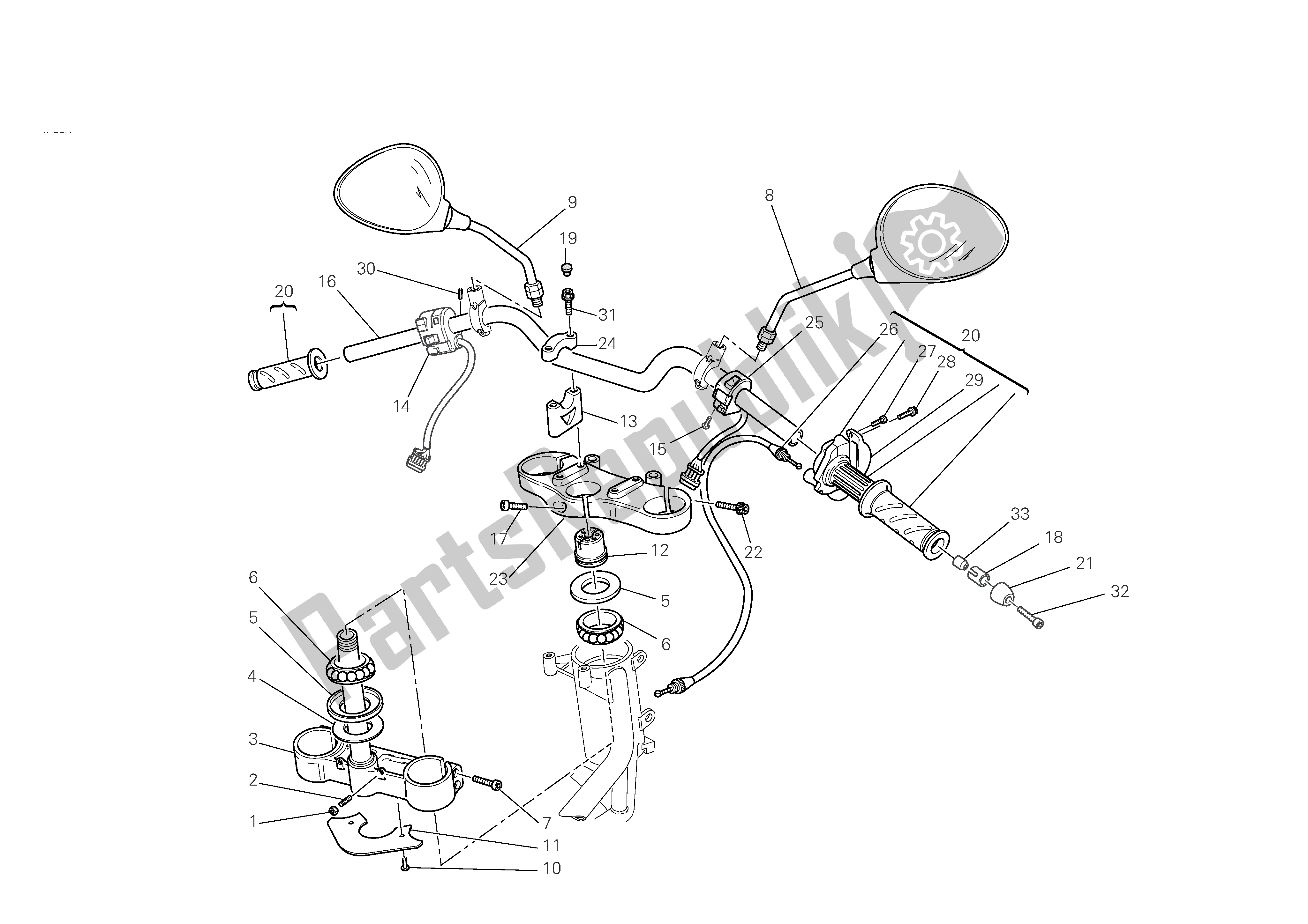 Tutte le parti per il Manubrio E Comandi del Ducati Monster S4 RS 1000 2008