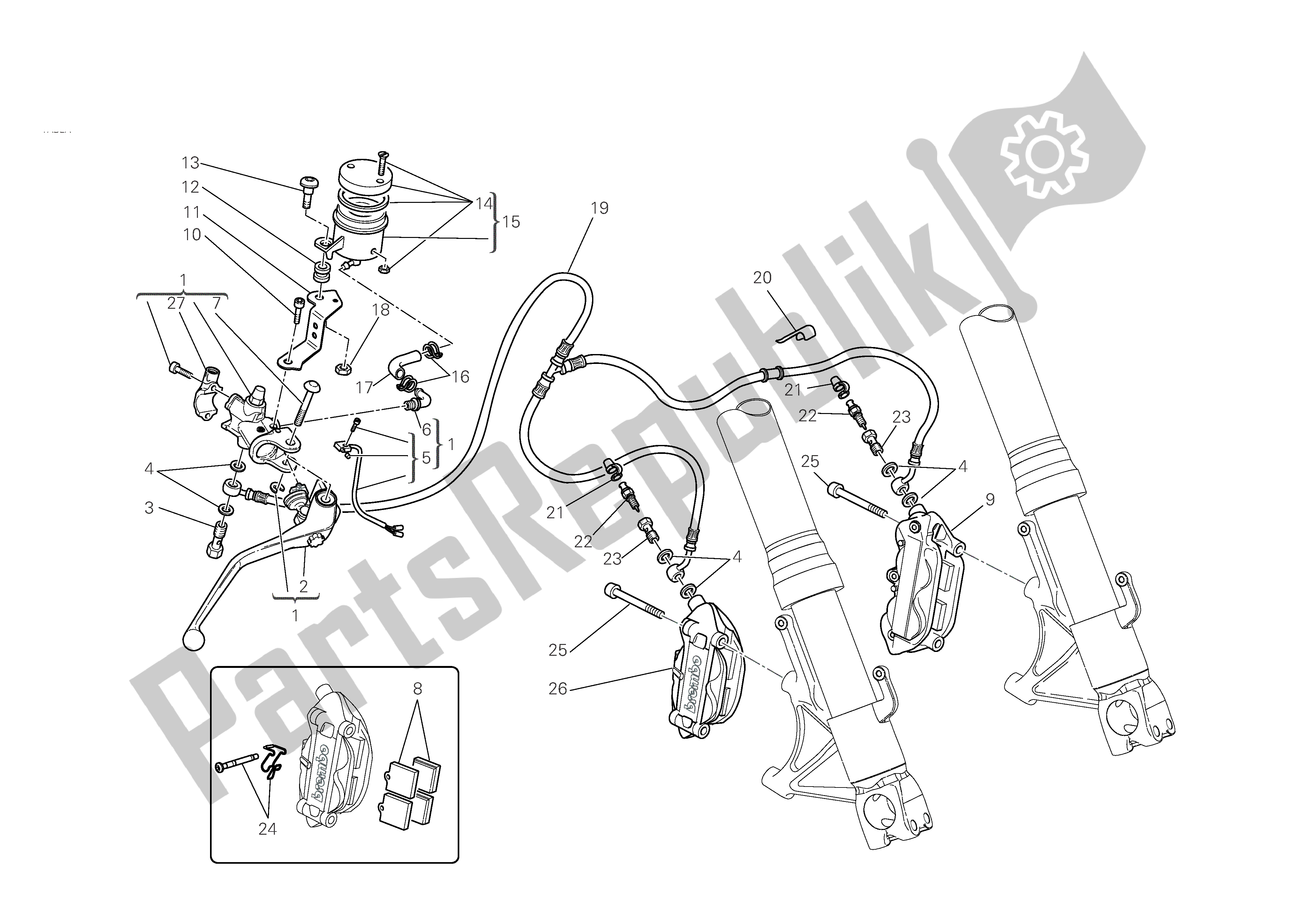 Tutte le parti per il Freno Anteriore del Ducati Monster S4 RS 1000 2008