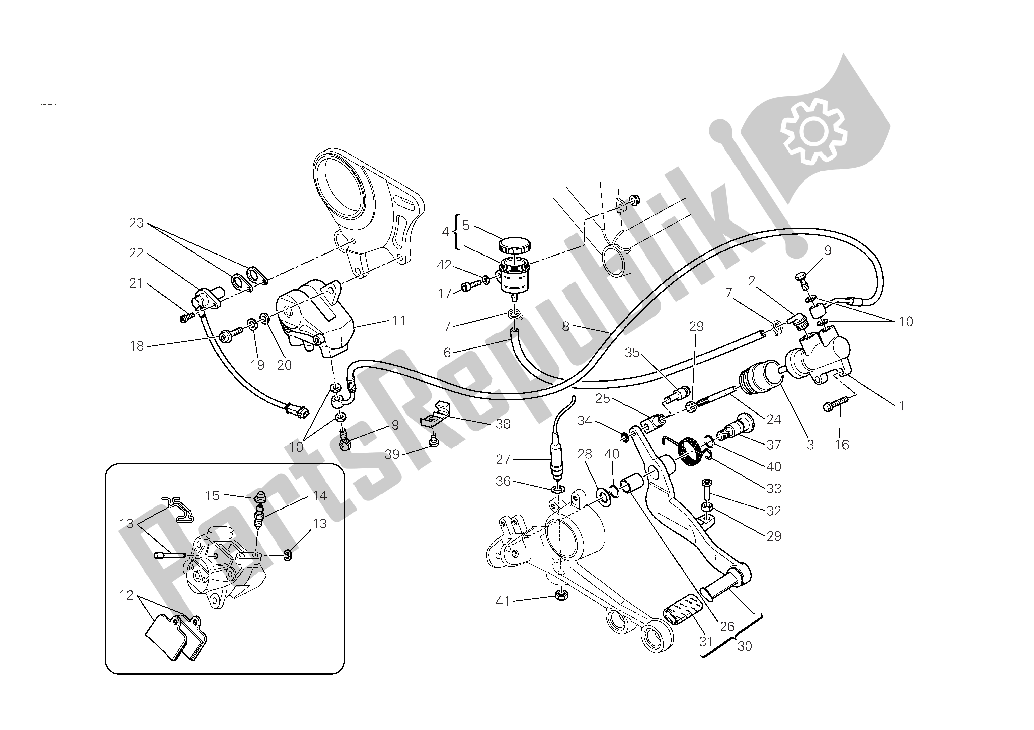 Todas las partes para Freno Trasero de Ducati Monster S4 RS 1000 2008