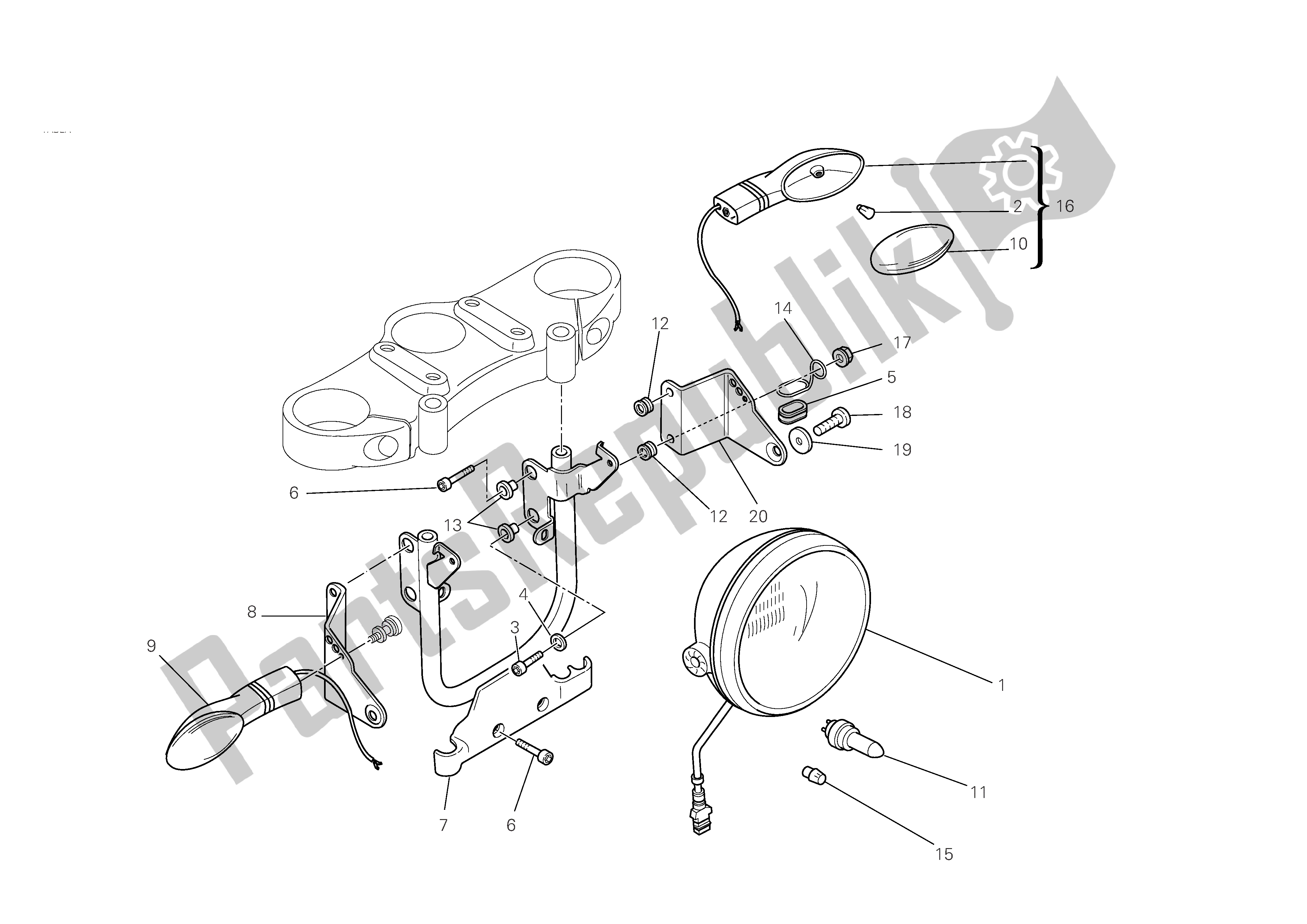 Tutte le parti per il Faro del Ducati Monster S4 RS 1000 2008