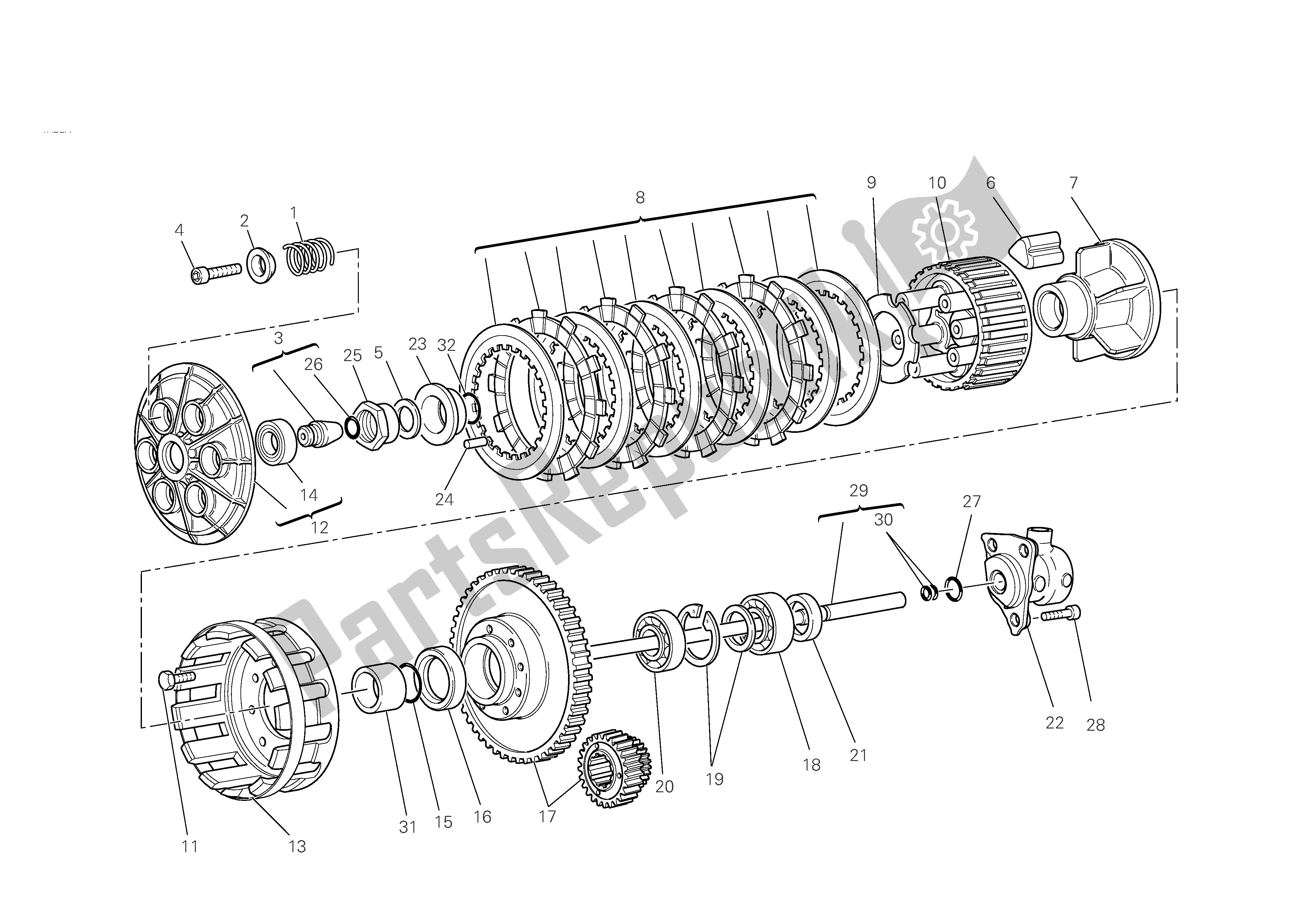 Alle onderdelen voor de Koppeling van de Ducati Monster S4 RS 1000 2008