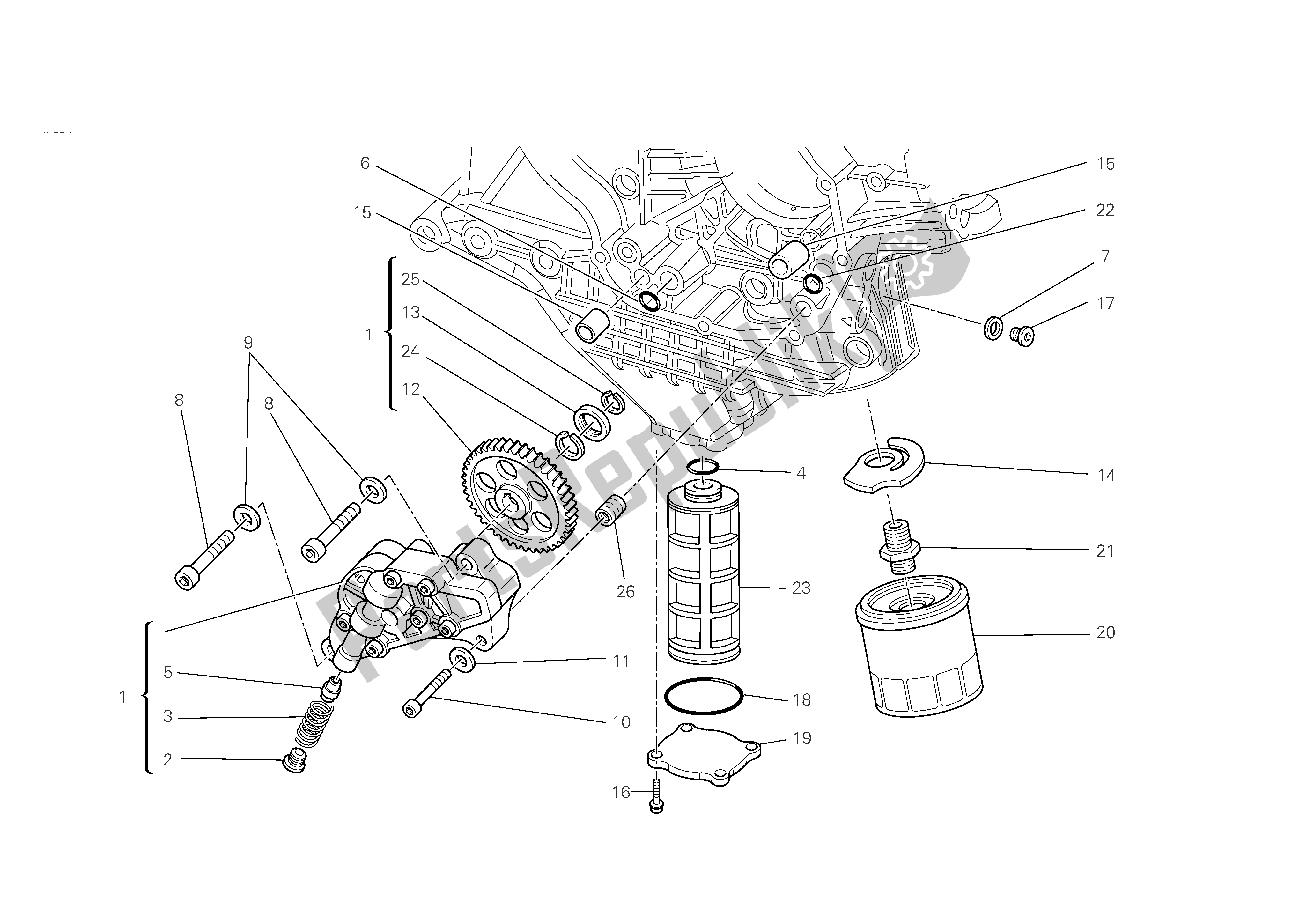 Tutte le parti per il Filtri E Pompa Dell'olio del Ducati Monster S4 RS 1000 2008