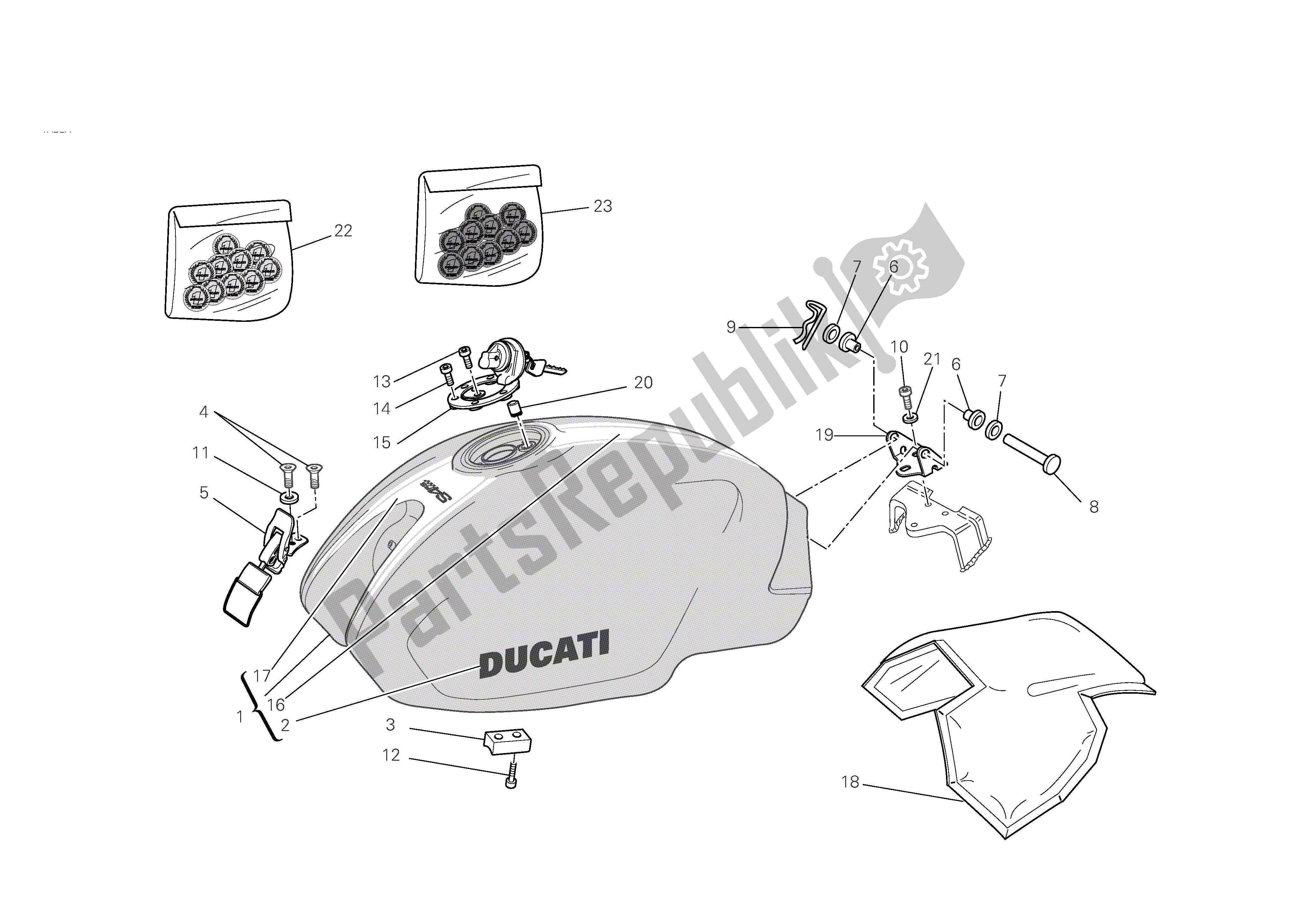 Todas las partes para Depósito De Combustible de Ducati Monster S4 RS 1000 2008