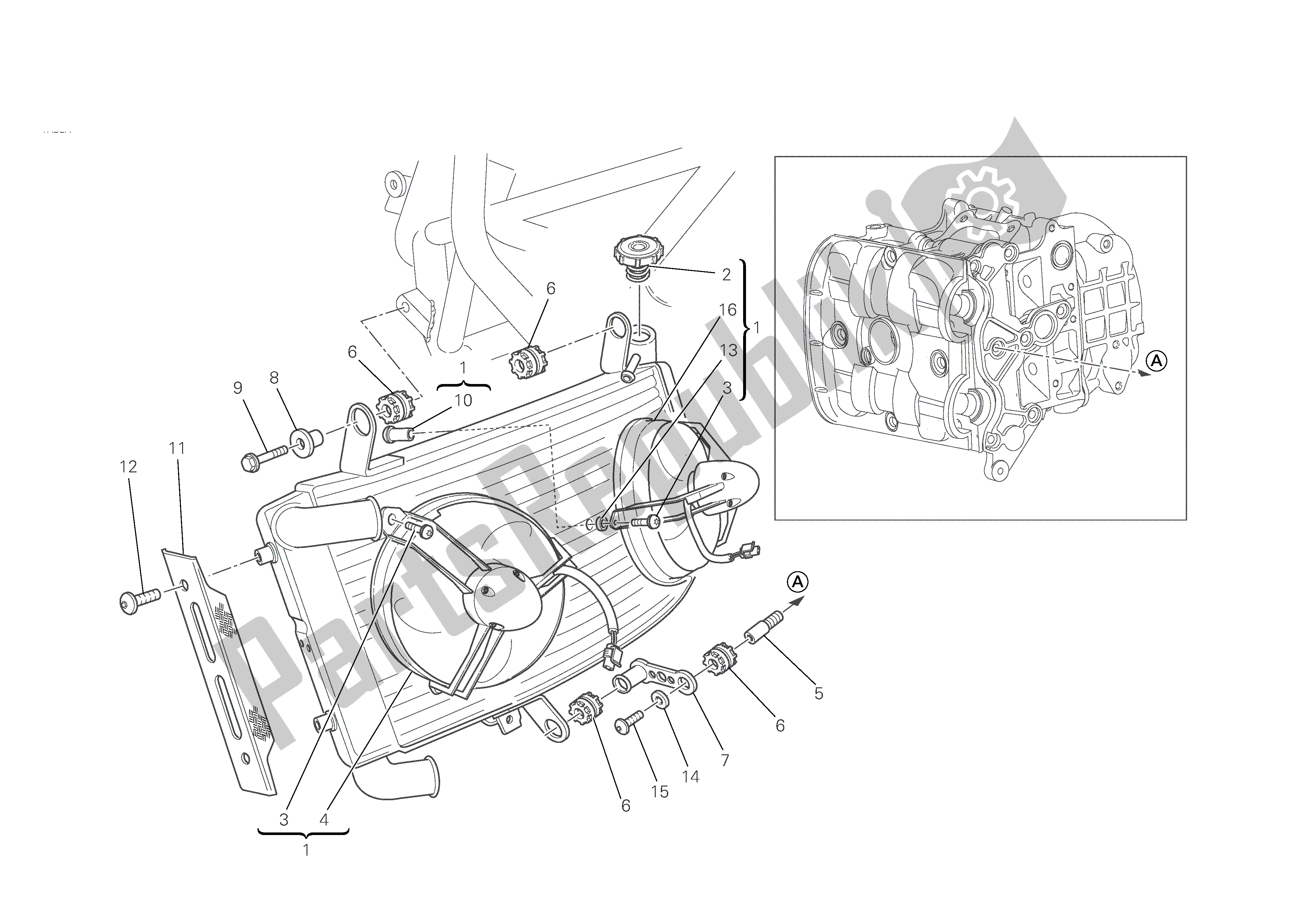 Tutte le parti per il Termosifone del Ducati Monster S4 RS 1000 2008