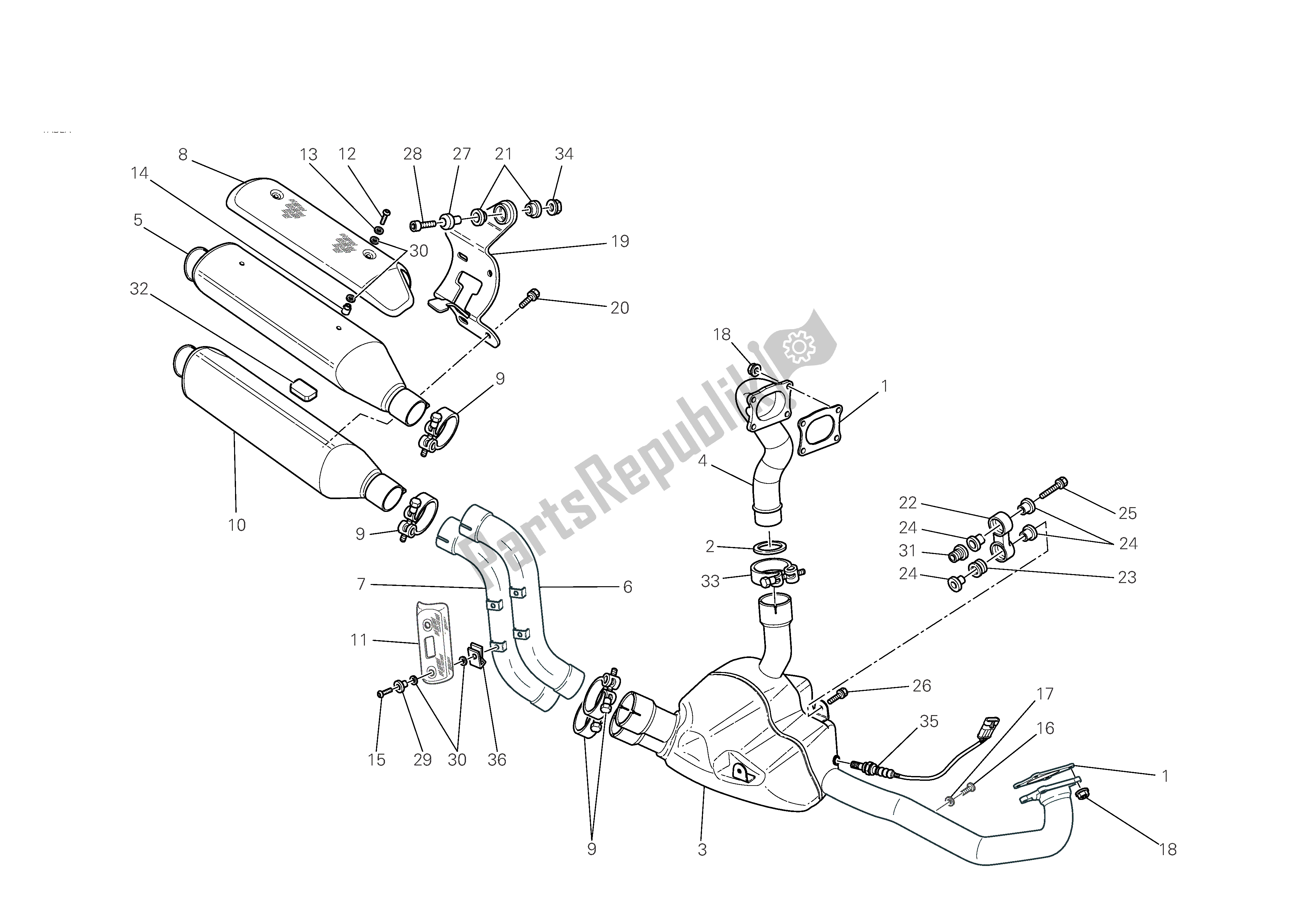 Todas las partes para Sistema De Escape de Ducati Monster S4 RS 1000 2008