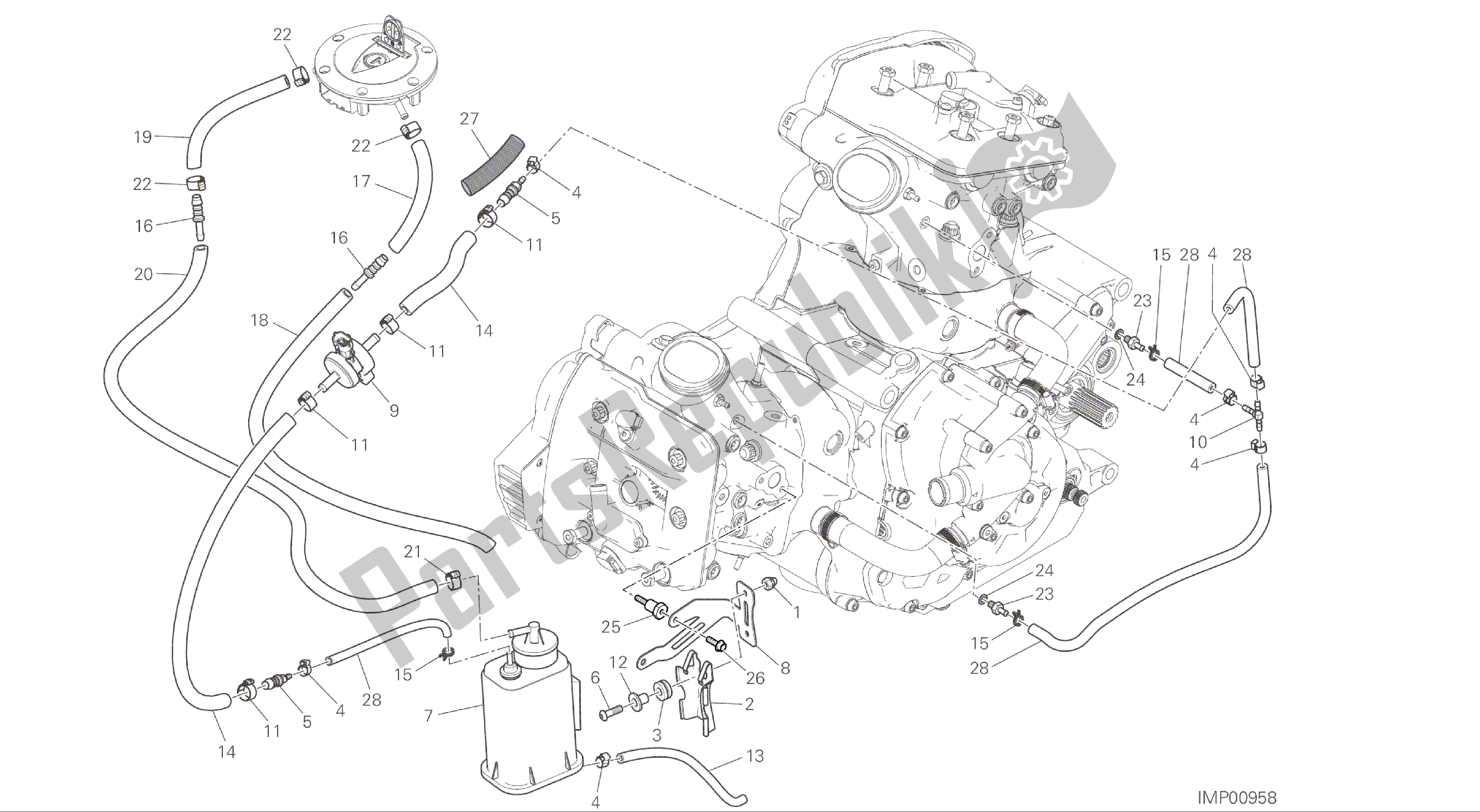 Tutte le parti per il Disegno 036 - Filtro Contenitore [mod: Ms1200; Xst: Aus, Eur, Fra, Jap] Gruppo Di Frame del Ducati Multistrada 1200 2015