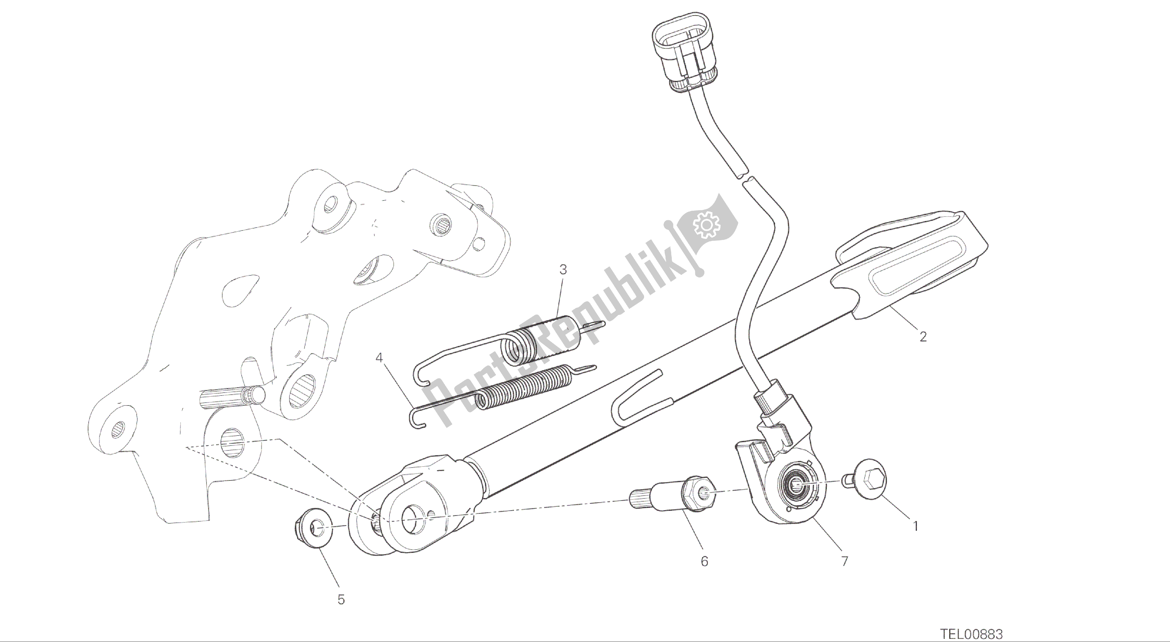 Alle onderdelen voor de Tekening 22a - Zijstandaard [mod: Ms1200; Xst: Aus, Eur, Fra, Jap] Groepsframe van de Ducati Multistrada 1200 2015