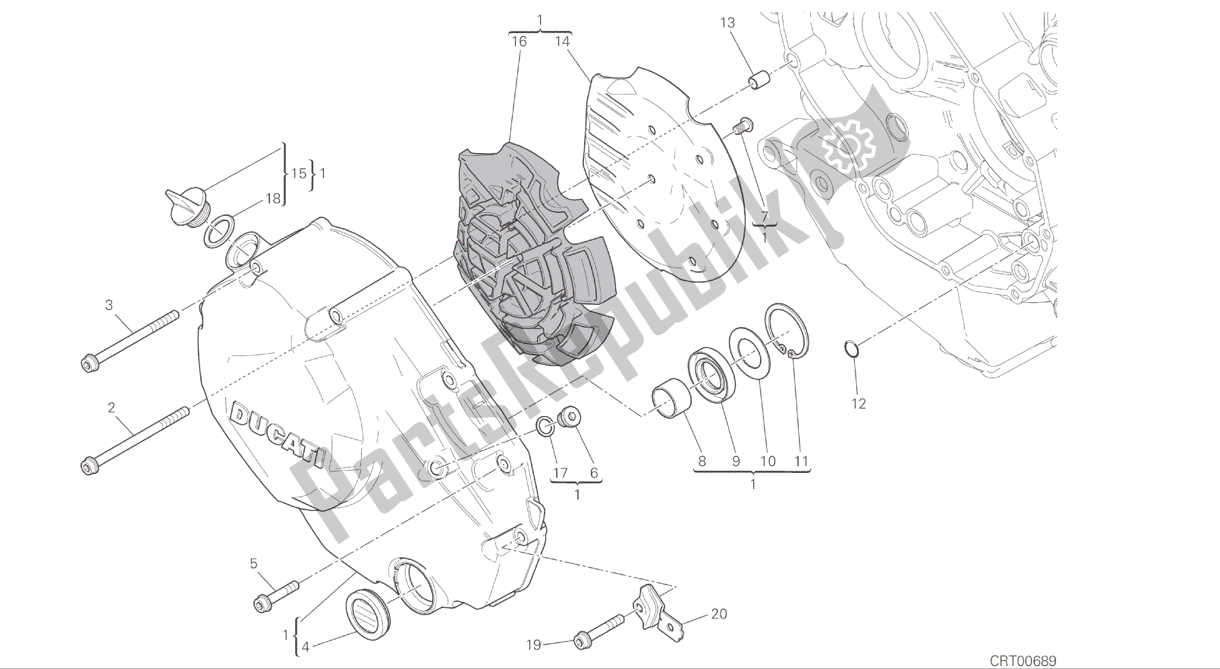 Tutte le parti per il Disegno 005 - Coperchio Frizione [mod: Ms1200; Xst: Aus, Eur, Fra, Jap] Gruppo Motore del Ducati Multistrada 1200 2015