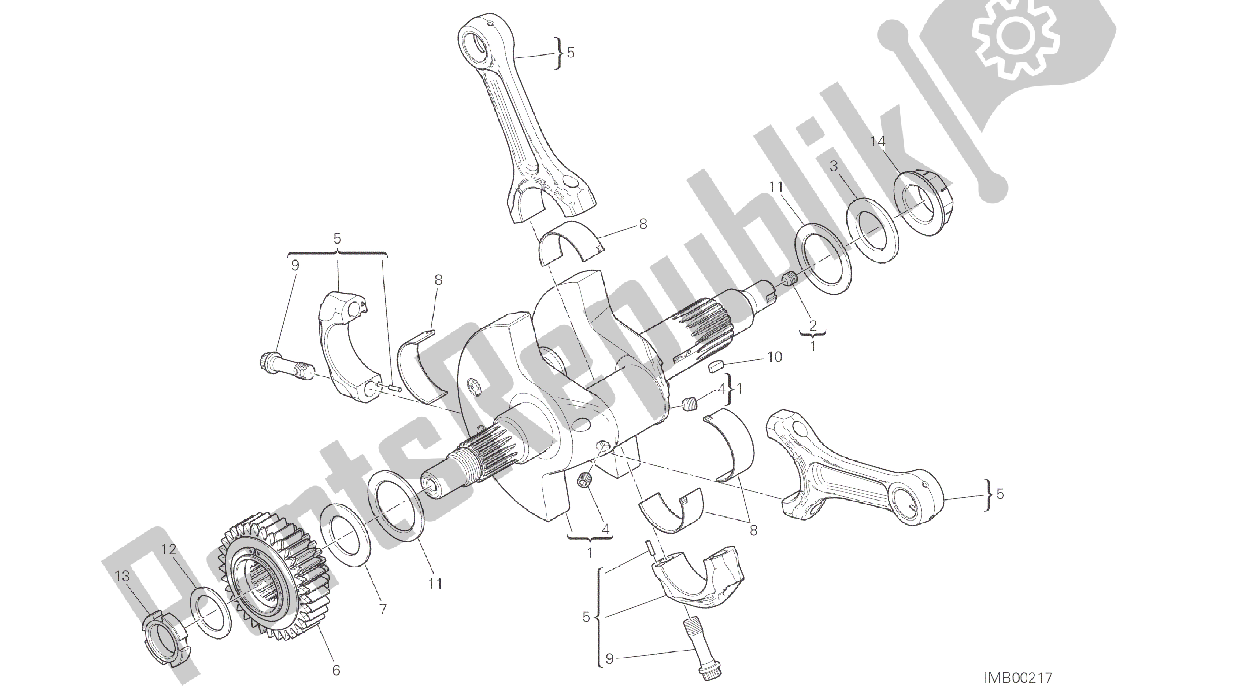 Tutte le parti per il Disegno 006 - Bielle [mod: Ms1200; Xst: Aus, Eur, Fra, Jap] Gruppo Motore del Ducati Multistrada 1200 2015