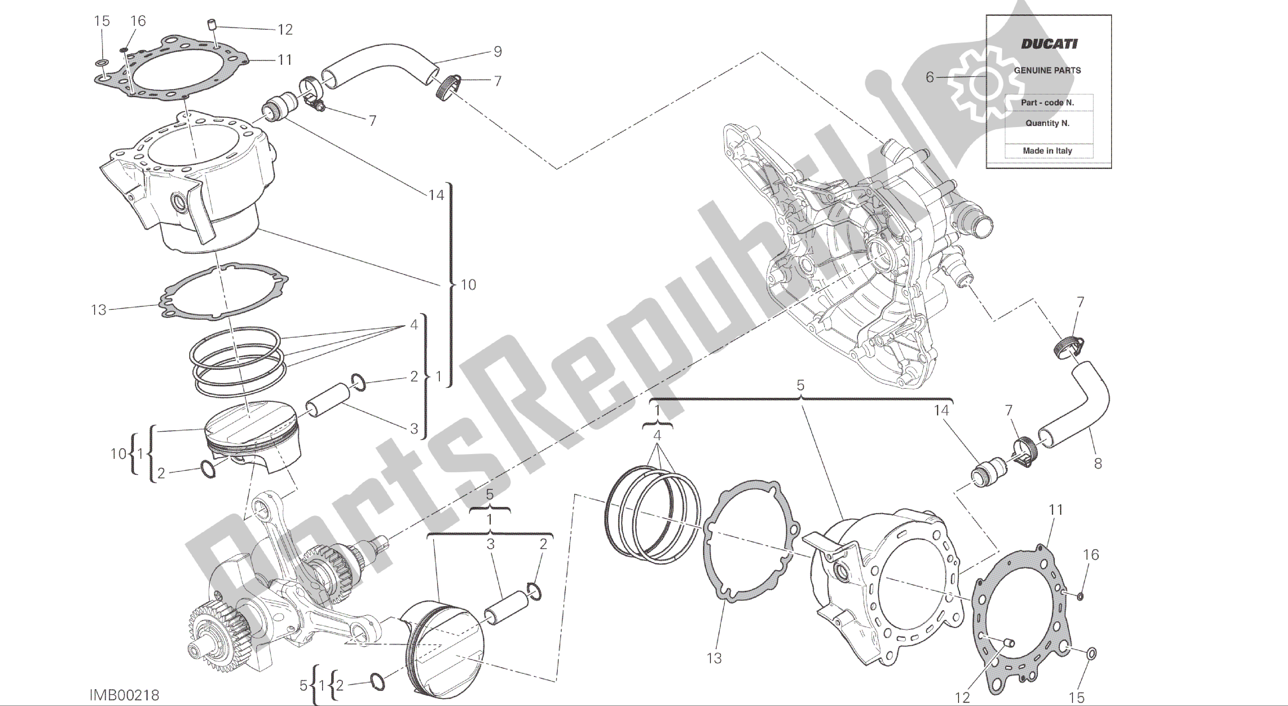 Tutte le parti per il Disegno 007 - Cilindri - Pistoni [mod: Ms1200; Xst: Aus, Eur, Fra, Jap] Gruppo Motore del Ducati Multistrada 1200 2015