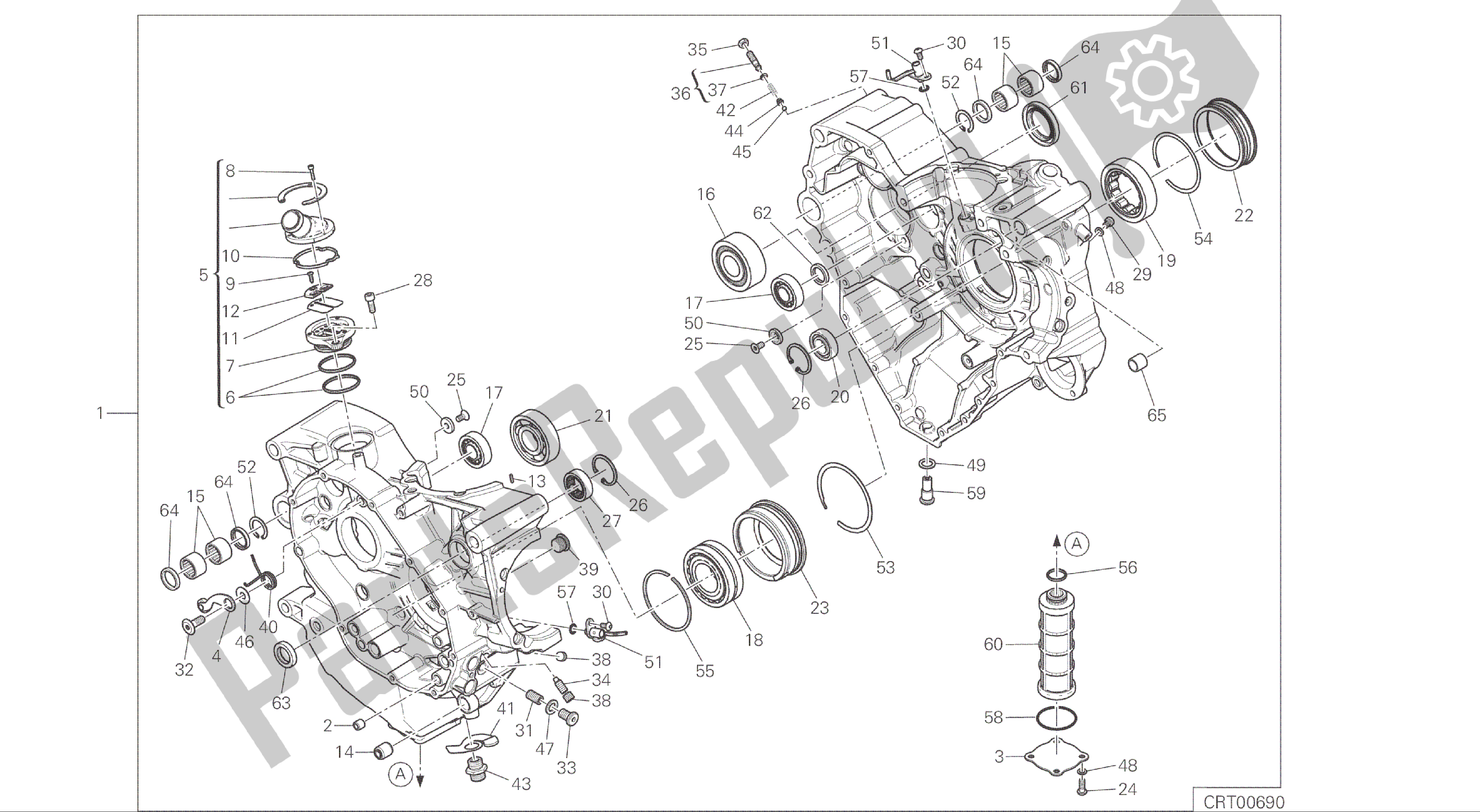 Tutte le parti per il Disegno 010 - Coppia Semicarter [mod: Ms1200; Xst: Aus, Eur, Fra, Jap] Gruppo Motore del Ducati Multistrada 1200 2015