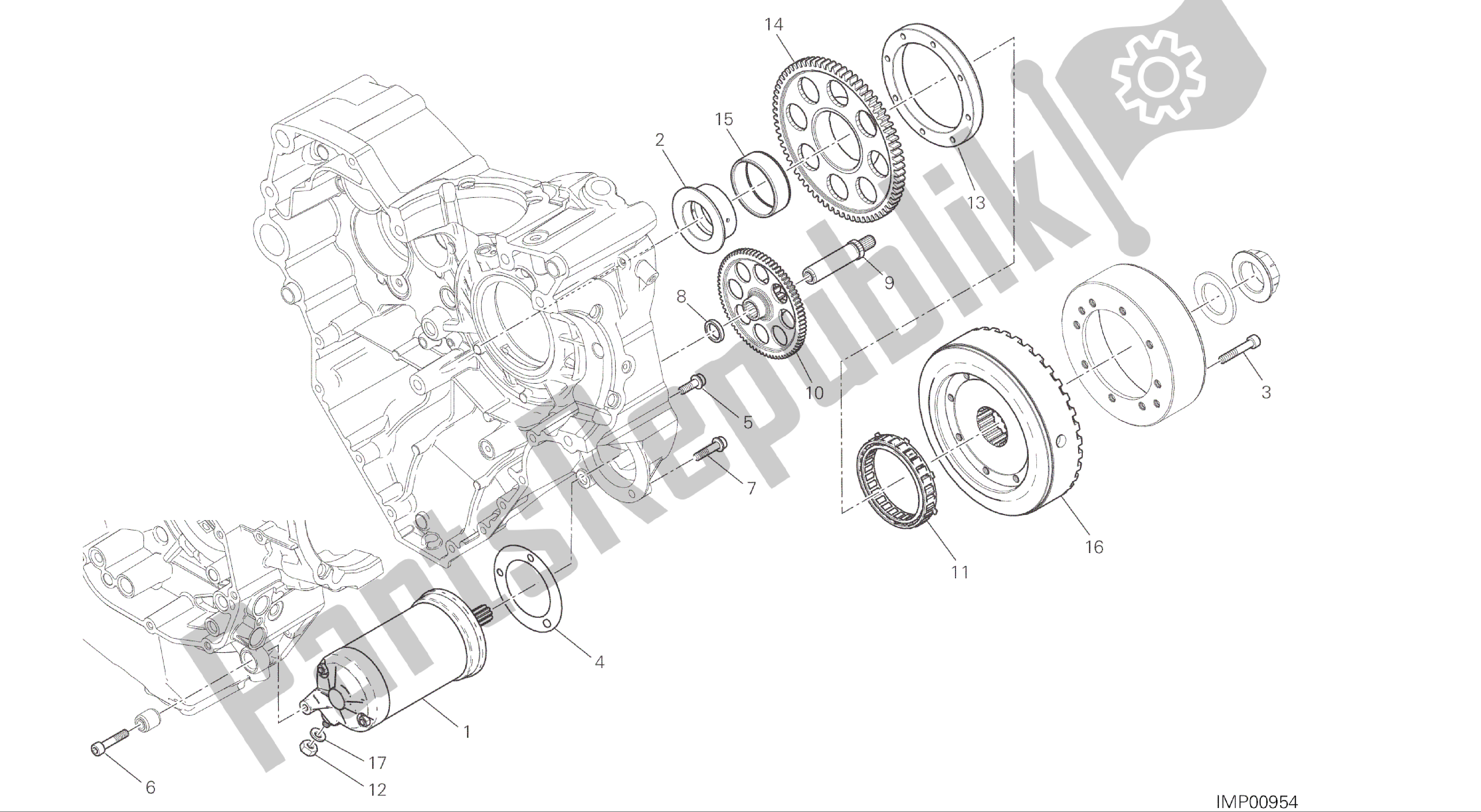 Alle onderdelen voor de Tekening 012 - Elektrisch Starten En Ontsteken [mod: Ms1200; Xst: Aus, Eur, Fra, Jap] Groepsmotor van de Ducati Multistrada 1200 2015