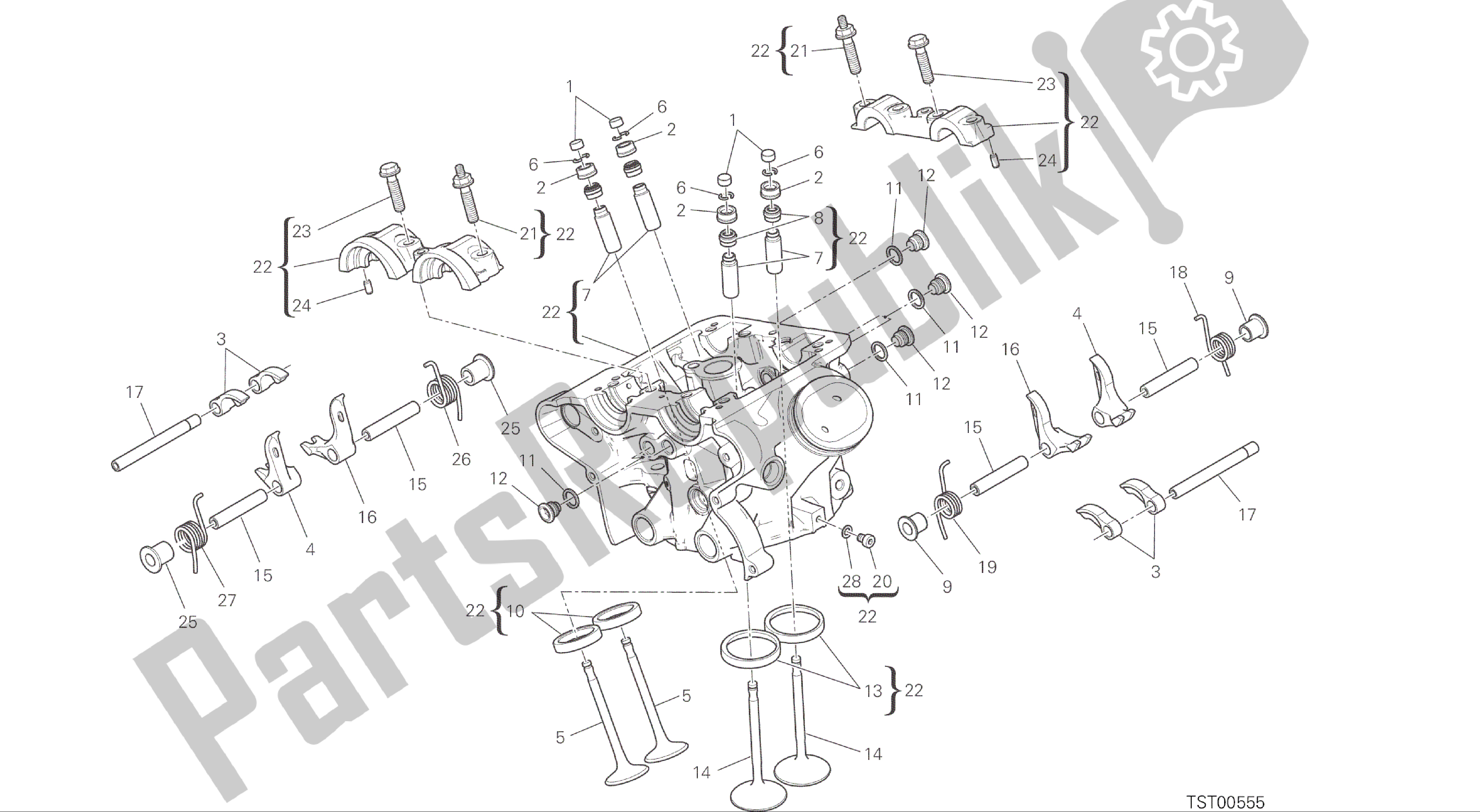 Toutes les pièces pour le Dessin 014 - Culasse Verticale [mod: Ms1200; Xst: Aus, Eur, Fra, Jap] Groupe Moteur du Ducati Multistrada 1200 2015