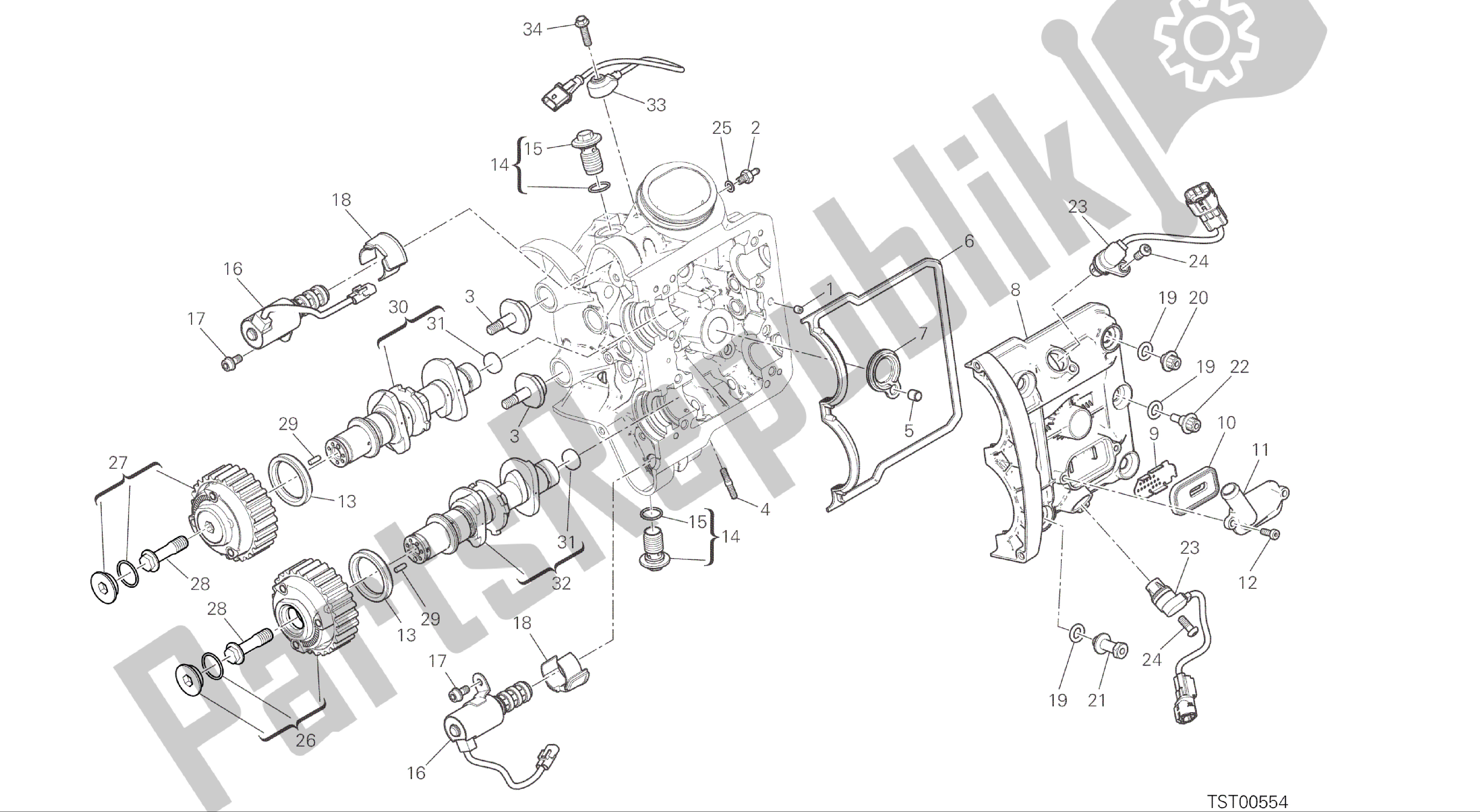 All parts for the Drawing 13b - Testa Orizzontale - Distribuzione[mod:ms1200;xst:aus,eur,fra,jap]group Engine of the Ducati Multistrada 1200 2015