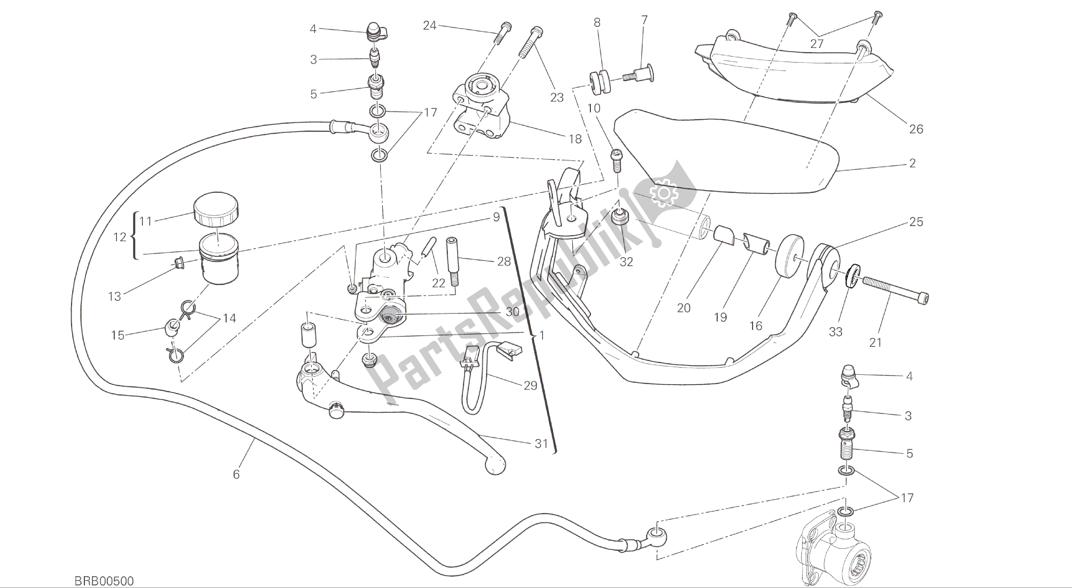 Tutte le parti per il Disegno 023 - Cilindro Maestro Frizione [mod: Ms1200; Xst: Aus, Eur, Fra, Jap] Gruppo Telaio del Ducati Multistrada 1200 2015