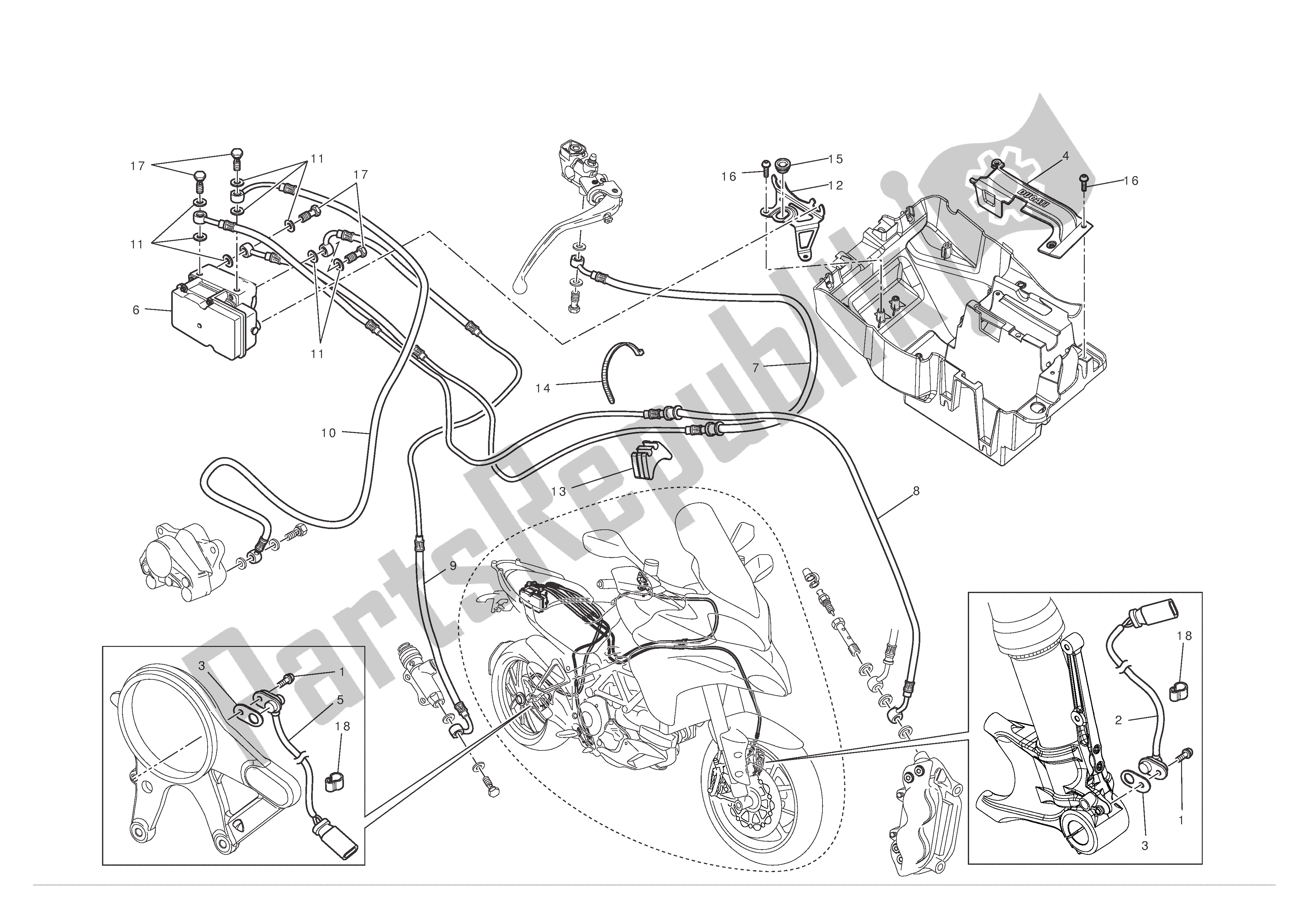 Todas as partes de Sistema De Freio Antitravamento (abs) do Ducati Multistrada S ABS Pikes Peak 1200 2012