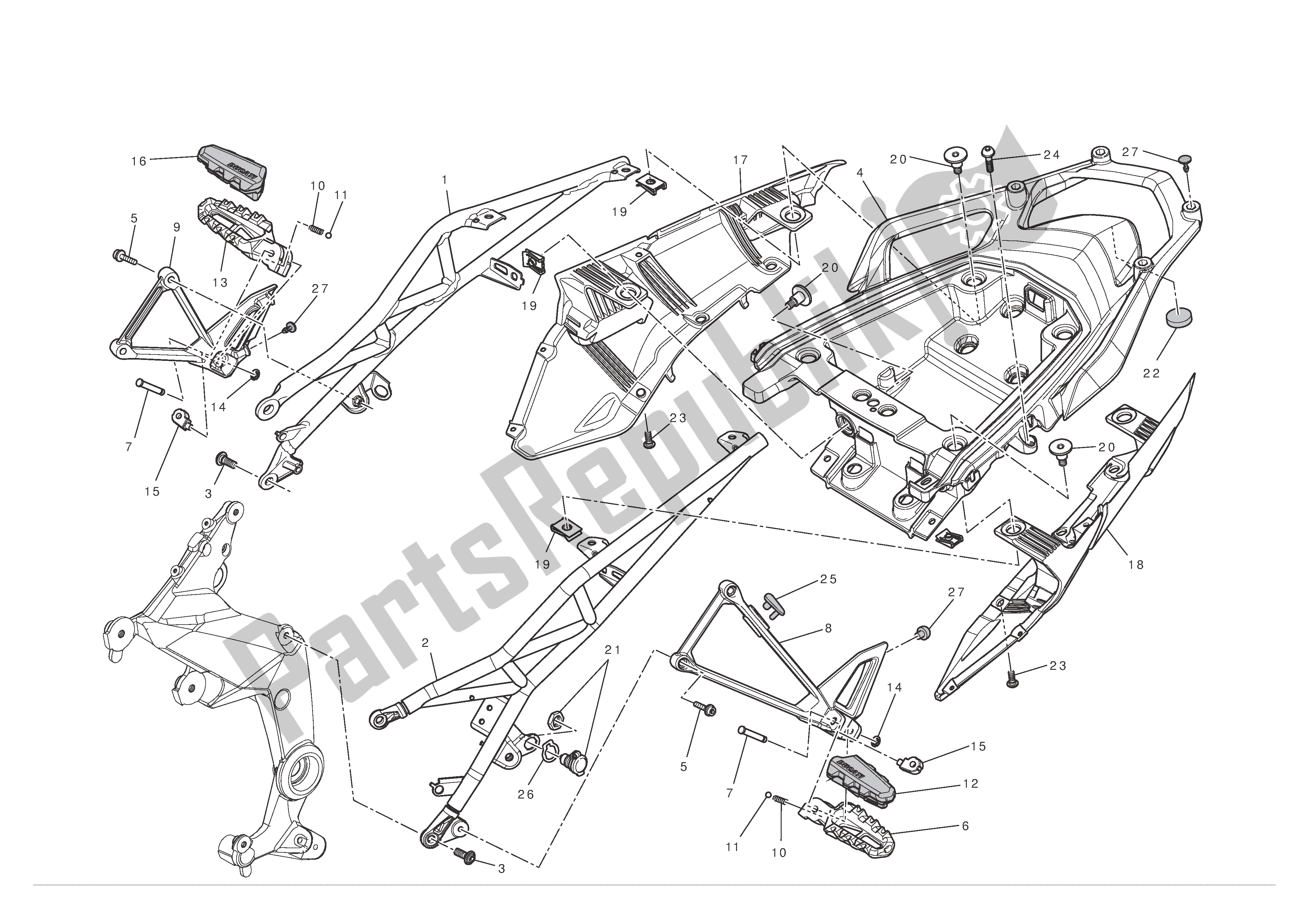 Todas las partes para Bastidor Posterior de Ducati Multistrada S ABS Pikes Peak 1200 2012