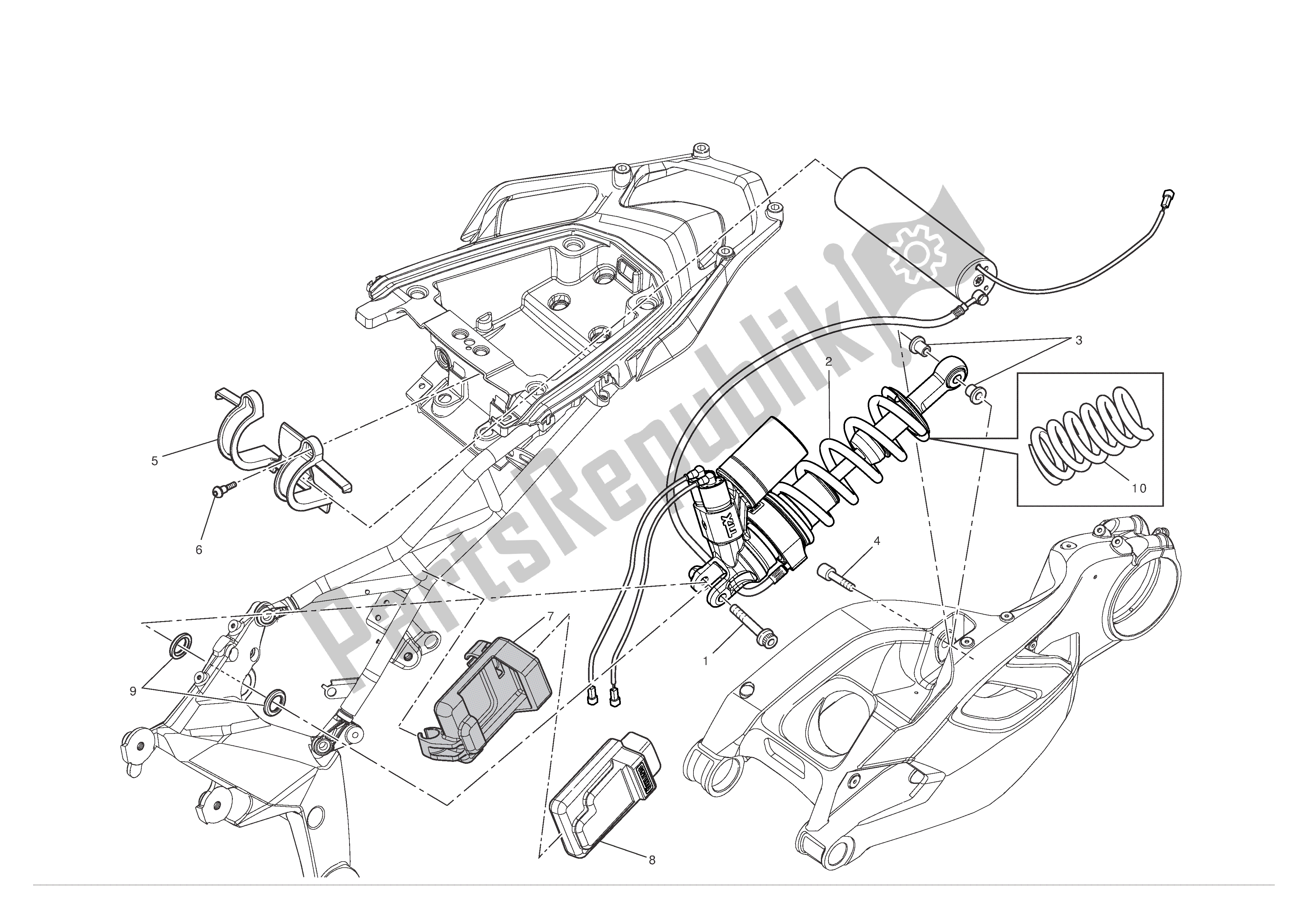 Todas las partes para Suspensión Trasera de Ducati Multistrada S ABS Pikes Peak 1200 2012