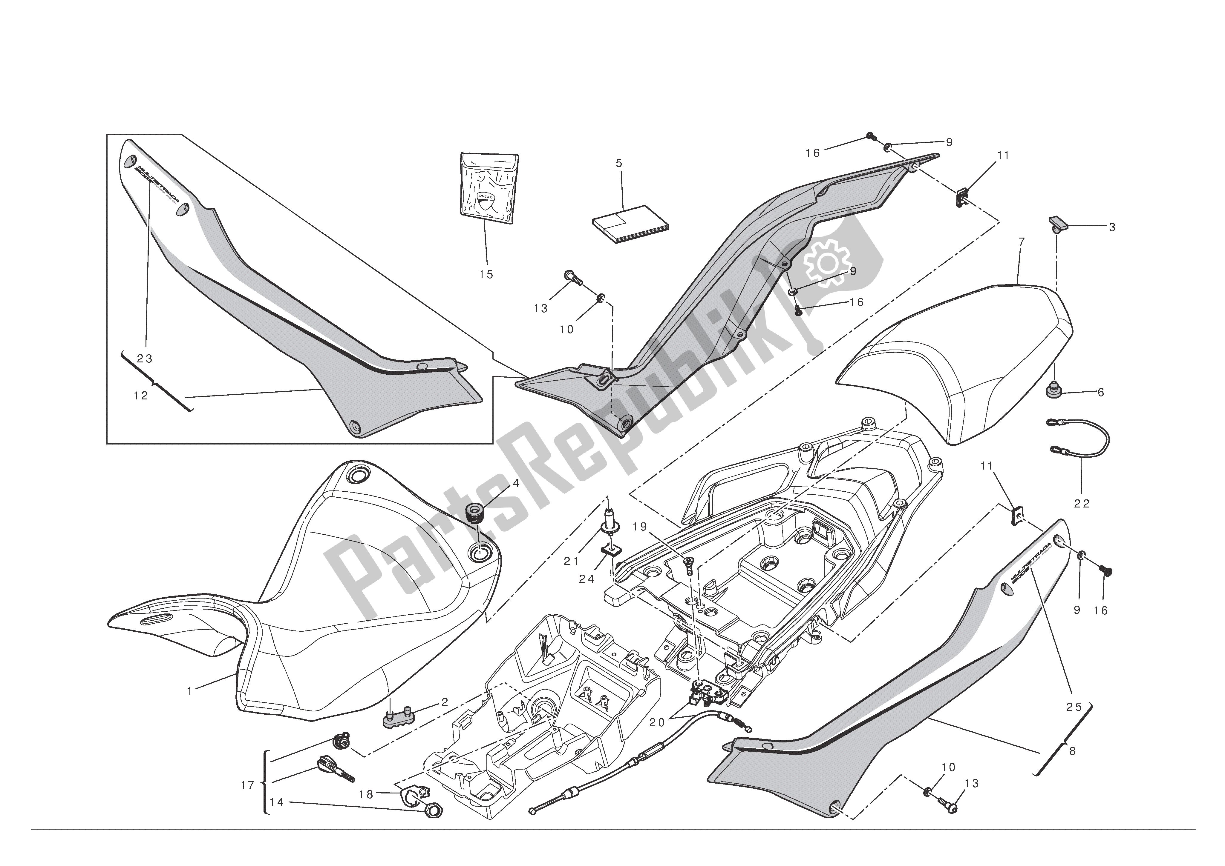 Todas las partes para Asiento de Ducati Multistrada S ABS Pikes Peak 1200 2012