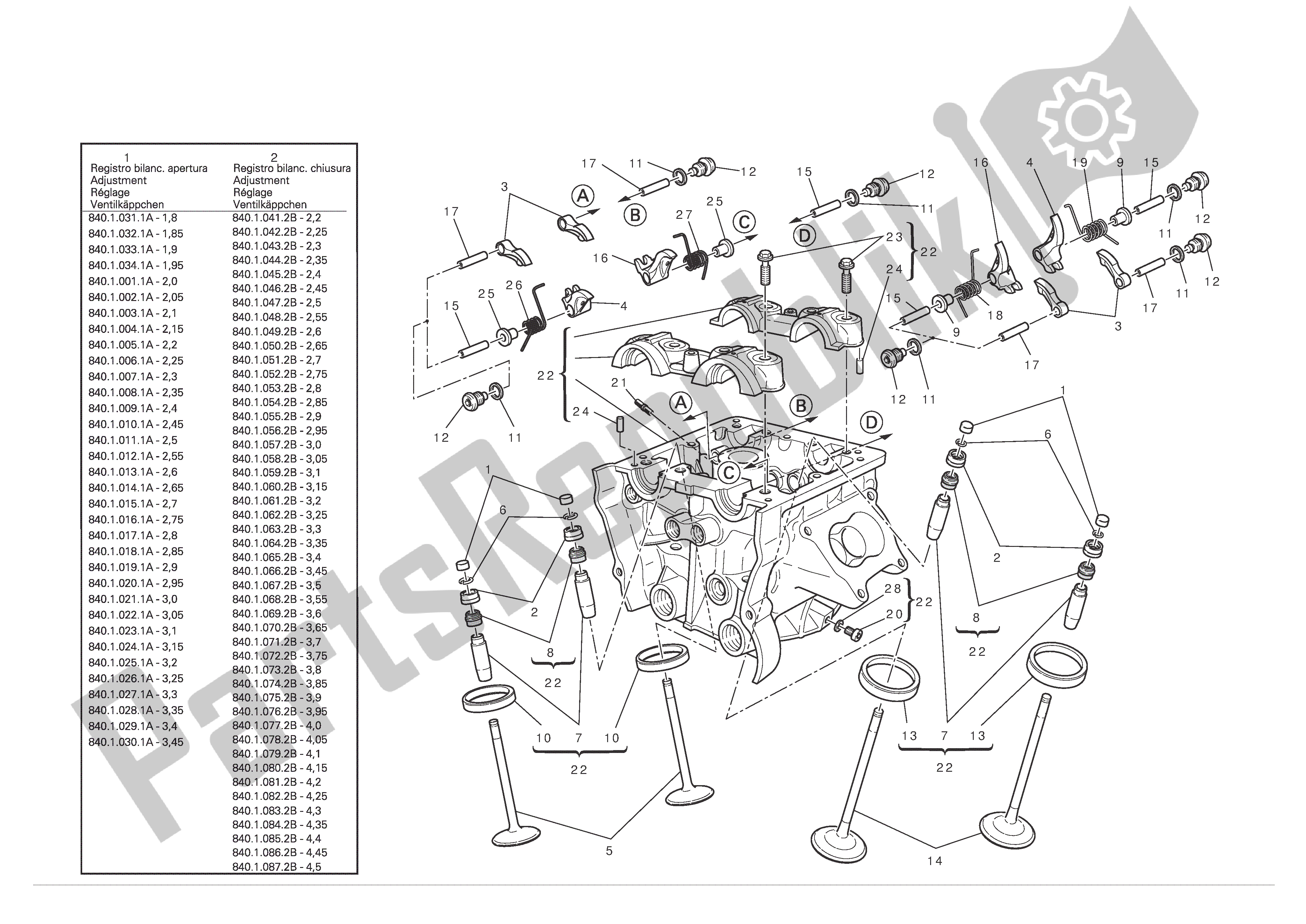 Toutes les pièces pour le Culasse Verticale du Ducati Multistrada S ABS Pikes Peak 1200 2012