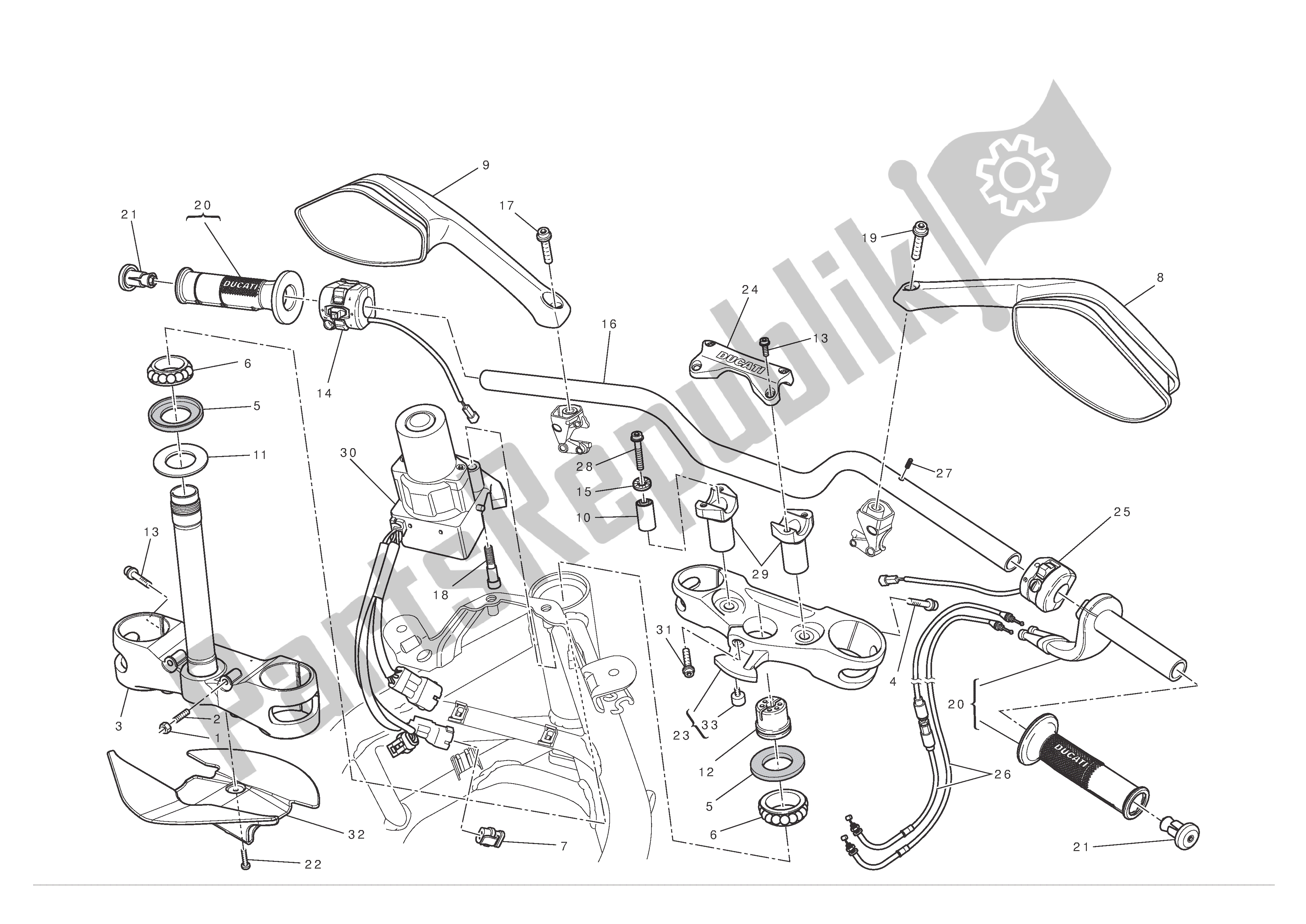 Todas las partes para Manillar Y Controles de Ducati Multistrada S ABS Pikes Peak 1200 2012