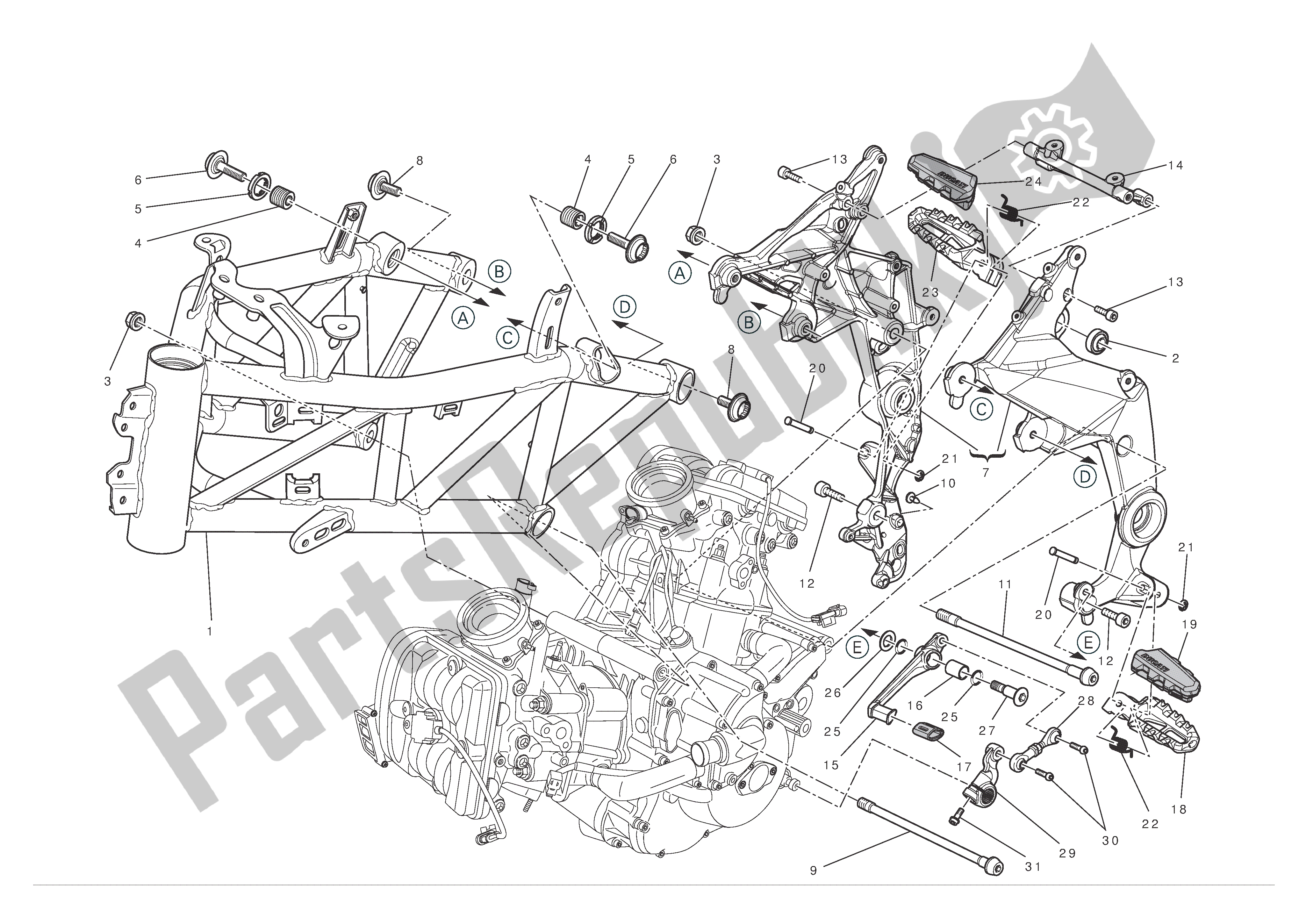 Todas las partes para Marco de Ducati Multistrada S ABS Pikes Peak 1200 2012