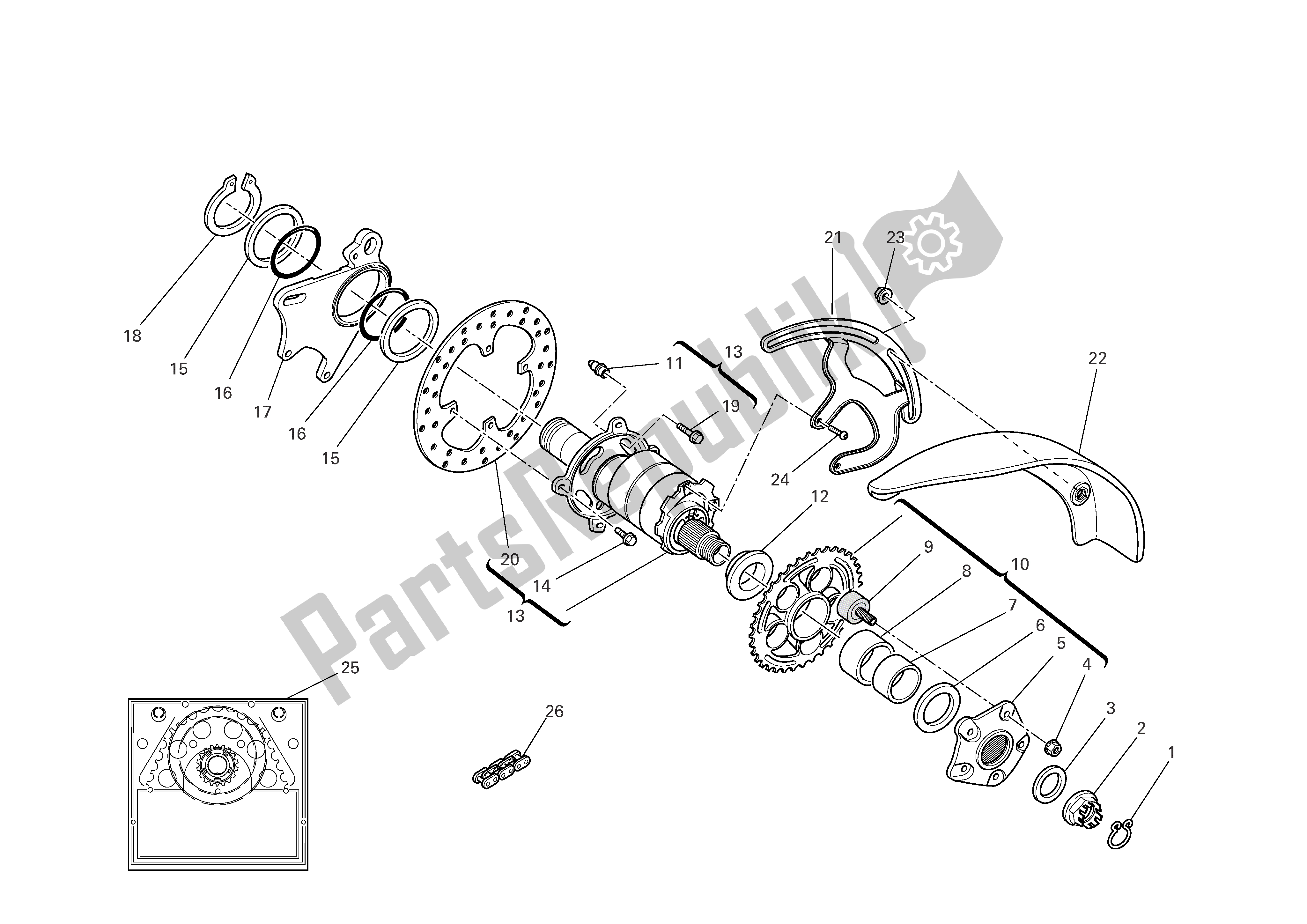 Todas las partes para Eje De La Rueda Trasera de Ducati Multistrada 1000 2003