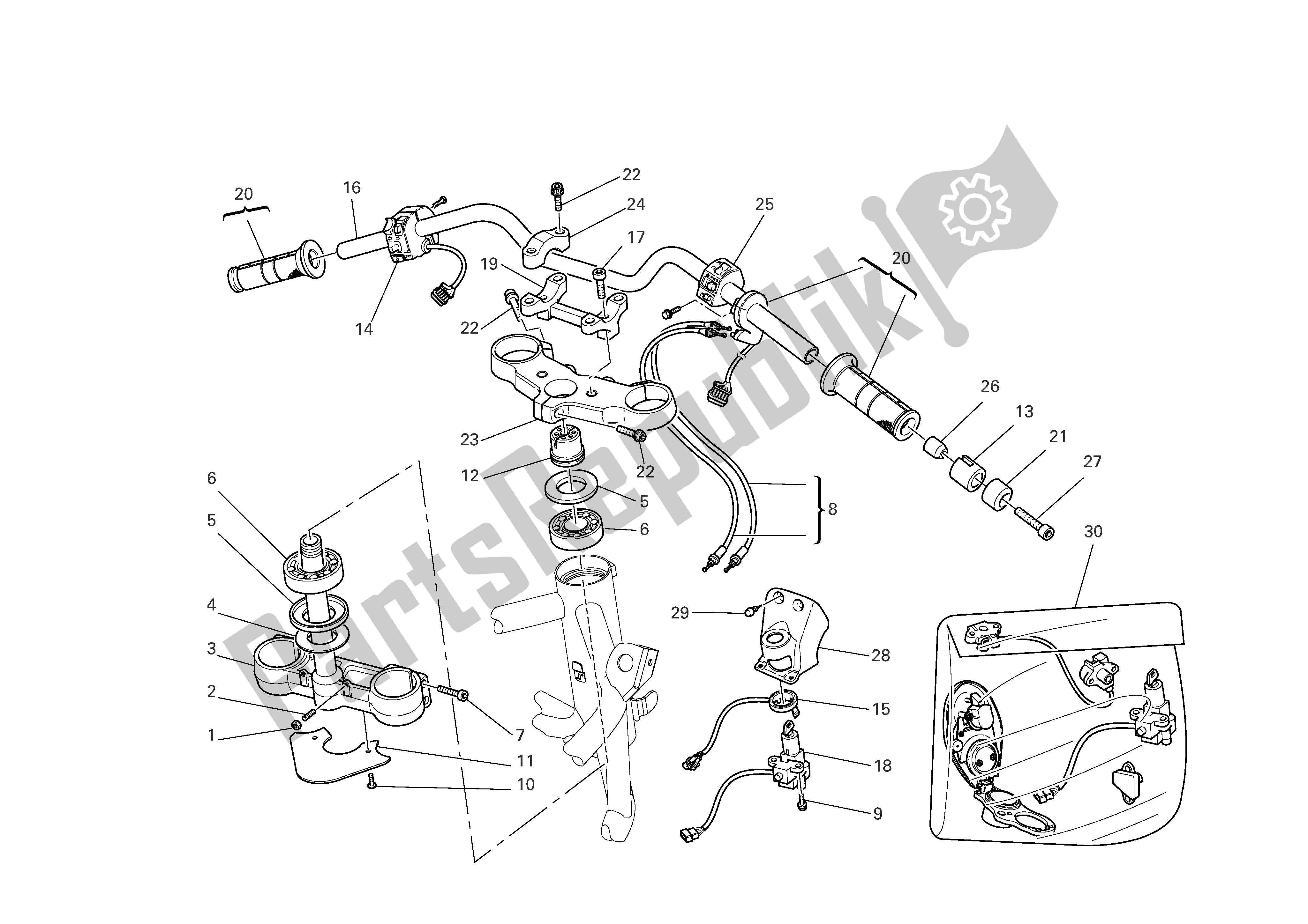 Todas las partes para Manillar Y Controles de Ducati Multistrada 1000 2003