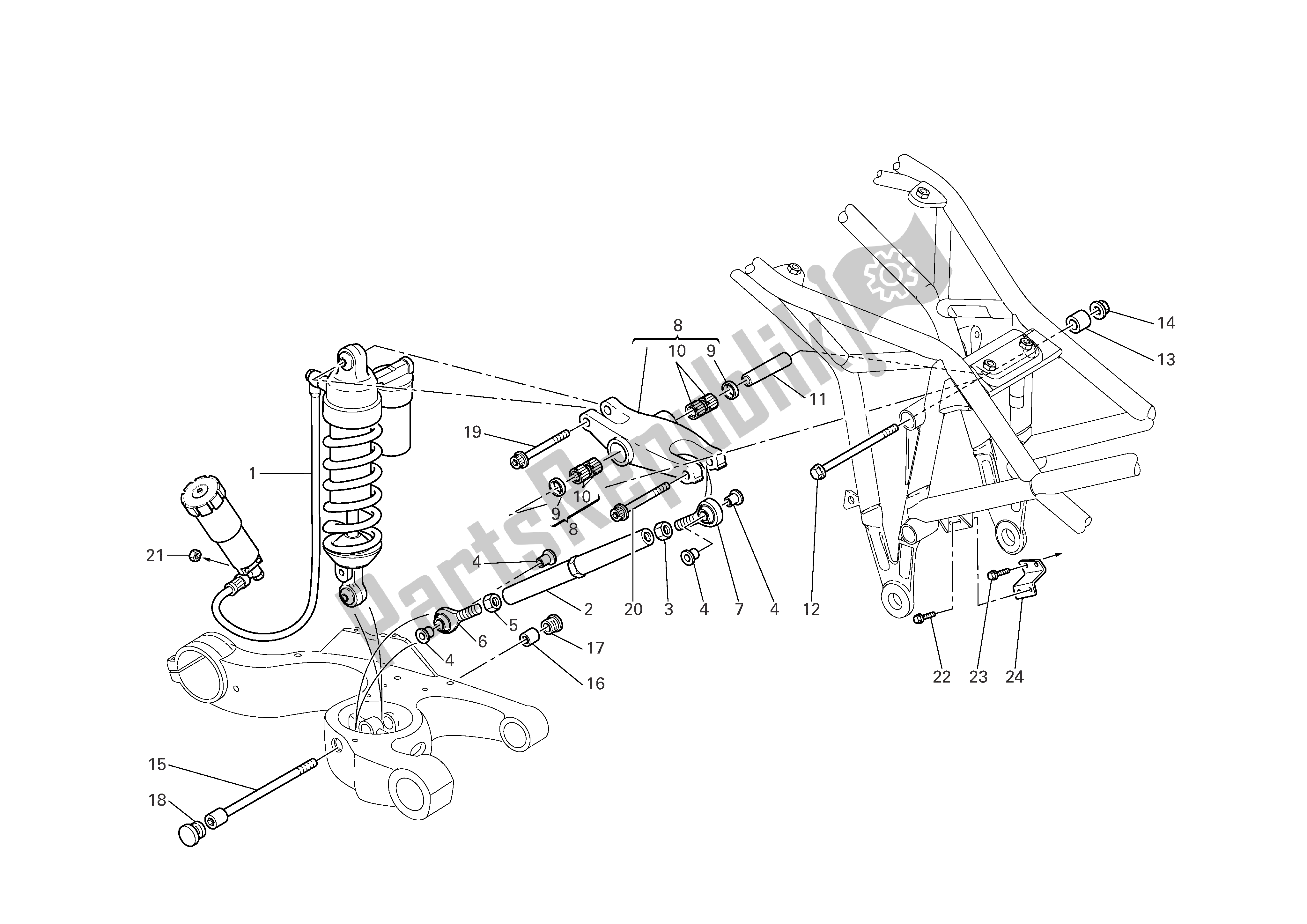 Todas las partes para Suspensión Trasera de Ducati Multistrada 1000 2003