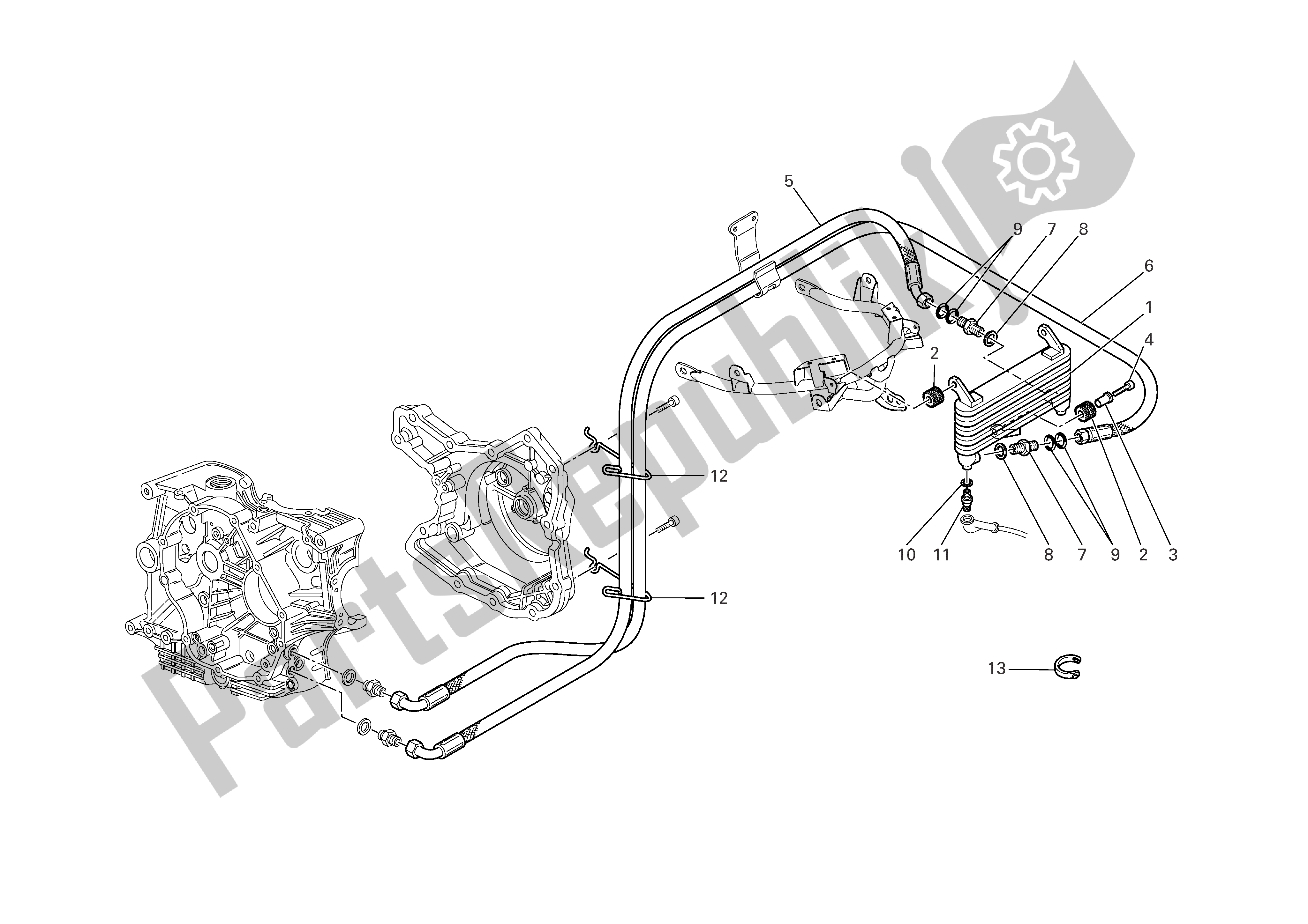 Alle onderdelen voor de Olie Koeler van de Ducati Multistrada 1000 2003