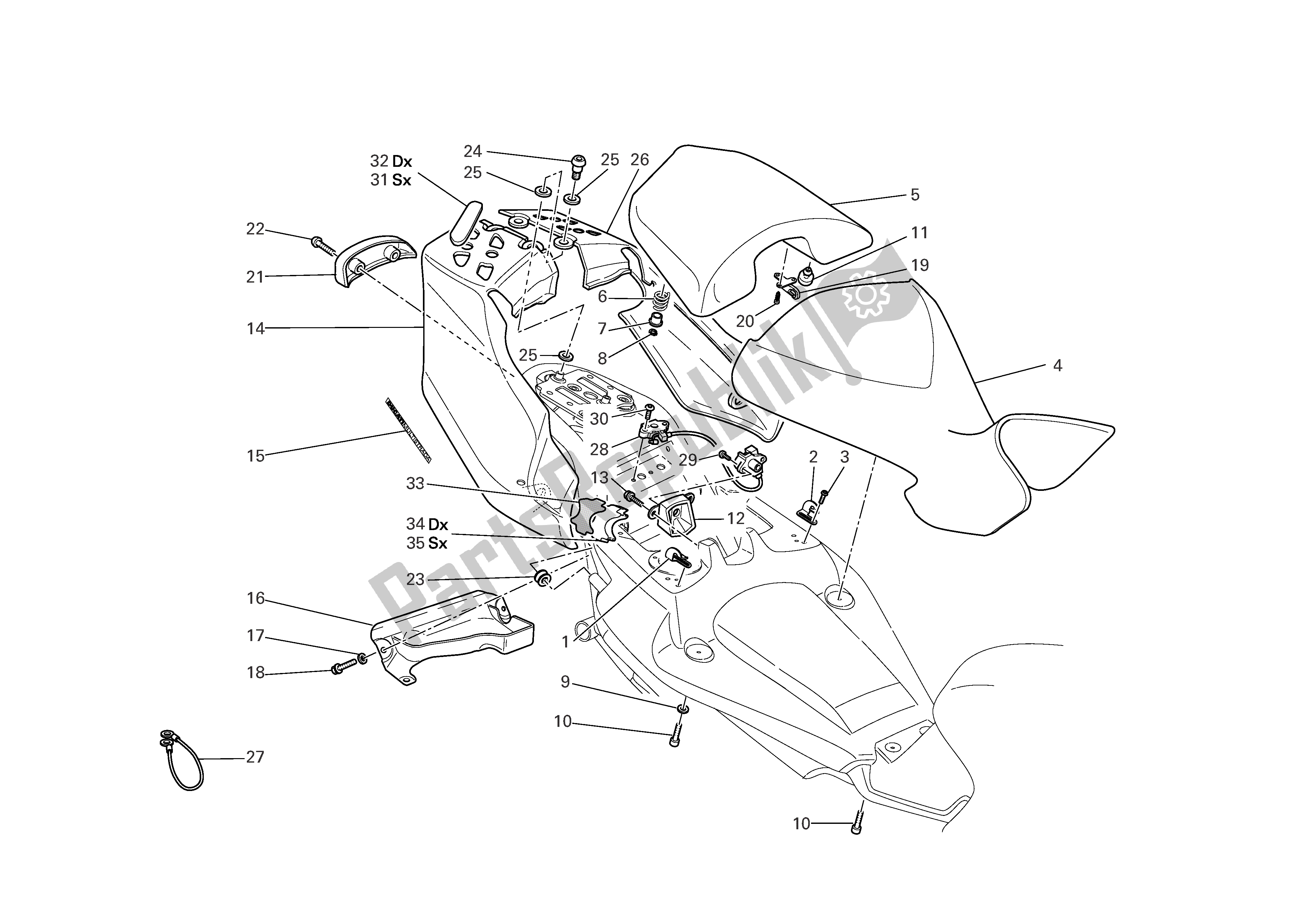 Alle onderdelen voor de Stoel van de Ducati Multistrada 1000 2003