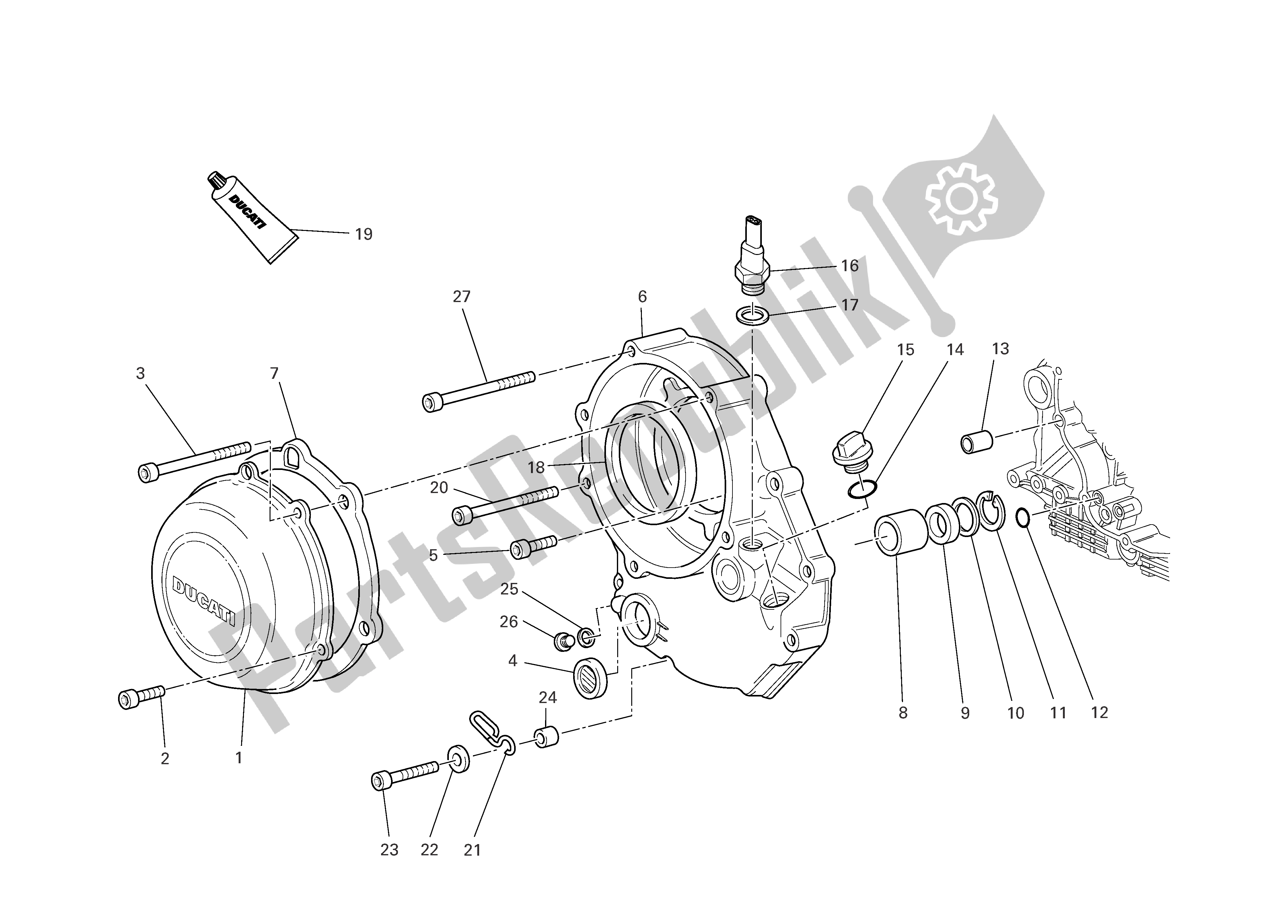 Todas las partes para Tapa Del Cárter Del Lado Del Embrague de Ducati Multistrada 1000 2003