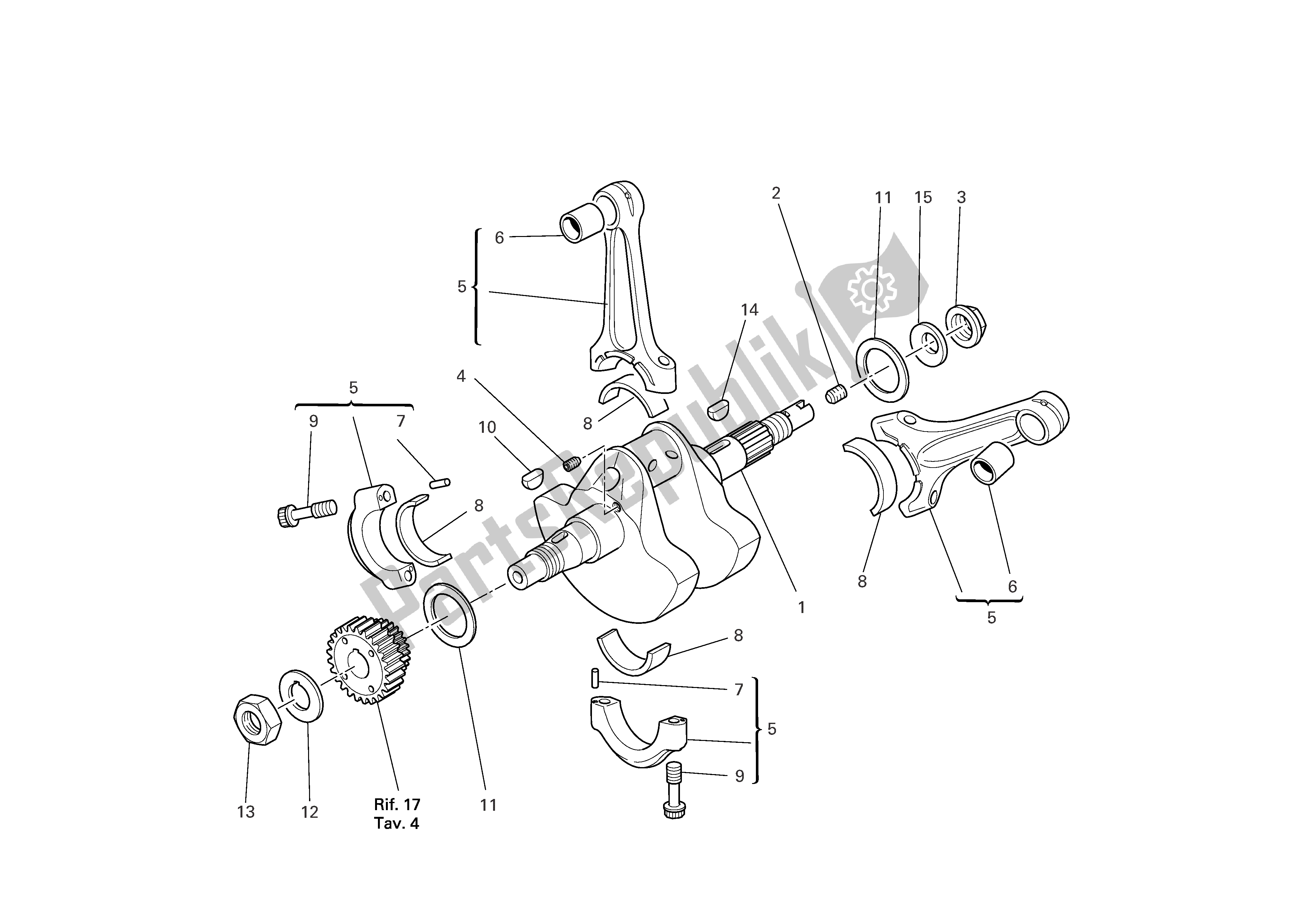 All parts for the Connecting Rods of the Ducati Multistrada 1000 2003