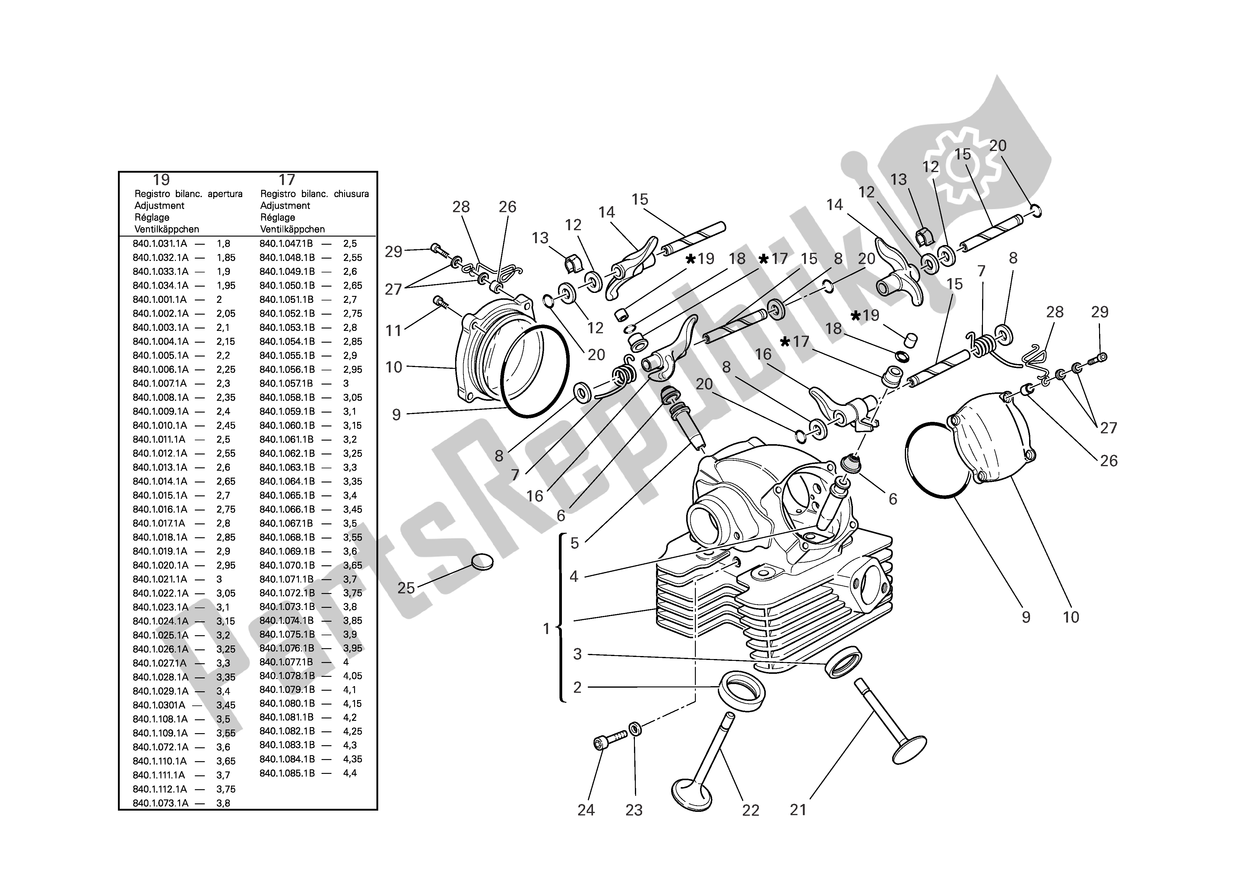 Todas las partes para Culata Vertical de Ducati Multistrada 1000 2003