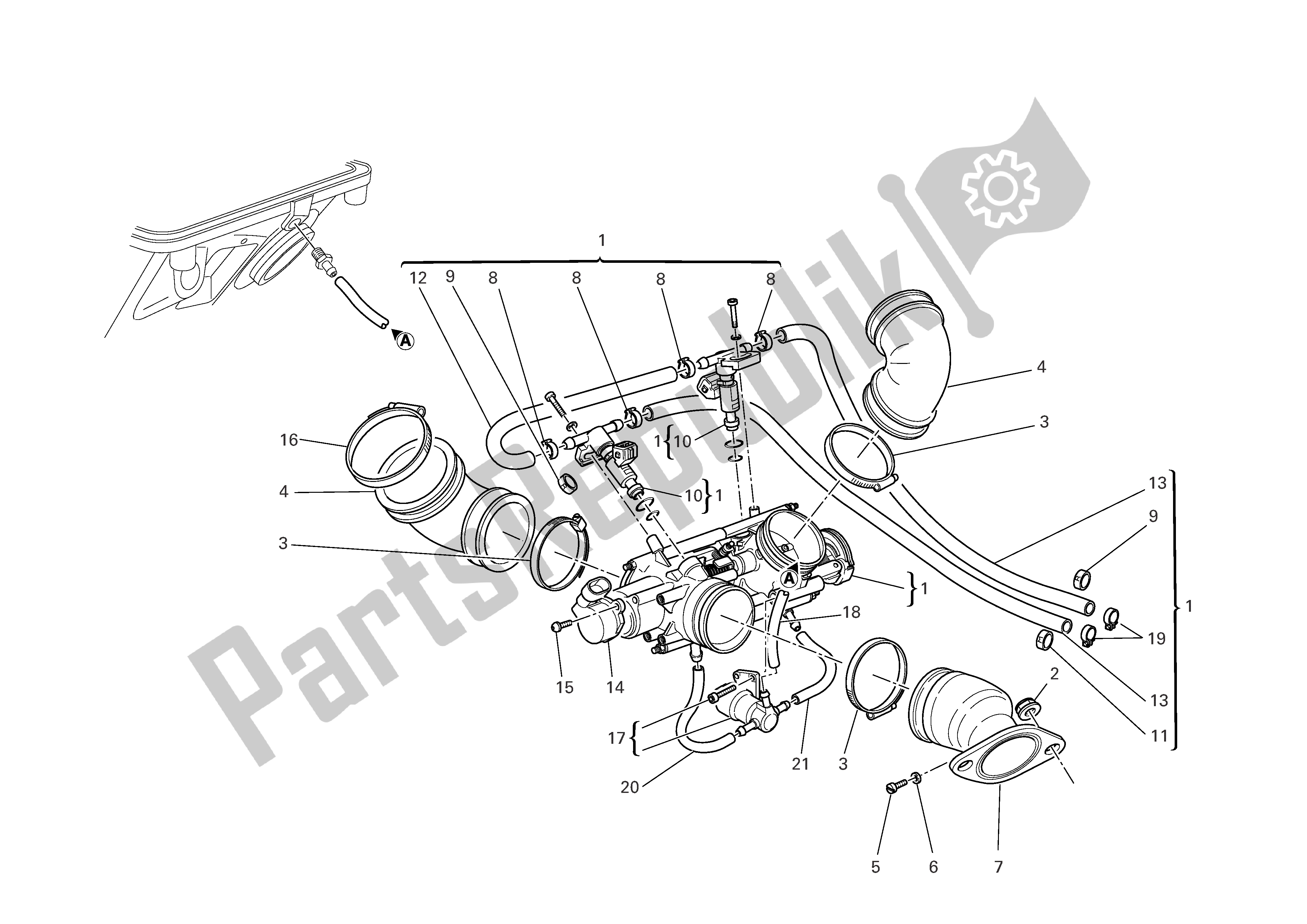 Tutte le parti per il Collettori Di Aspirazione del Ducati Multistrada 1000 2003